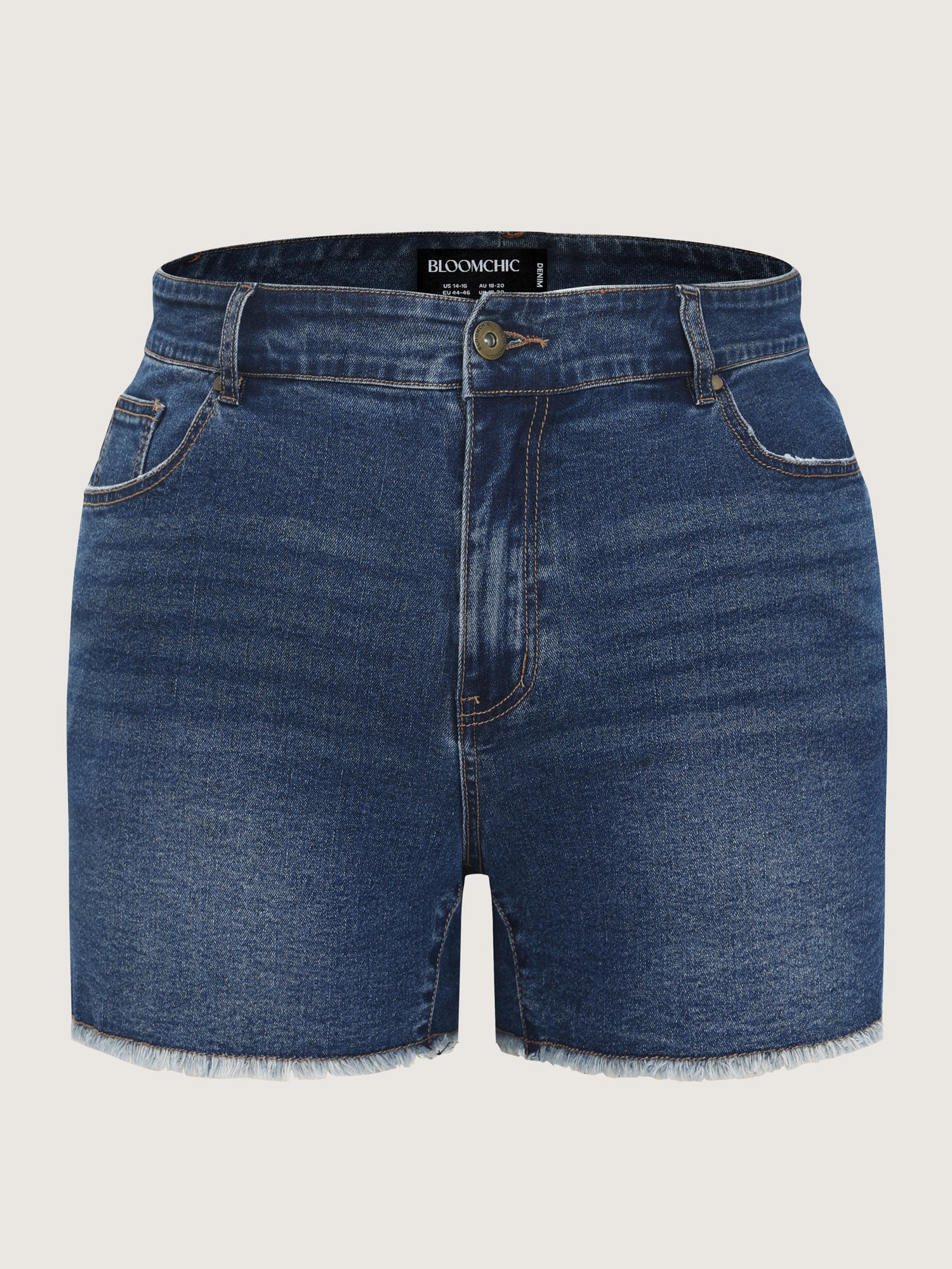 Raw Hem Stretchy Straight-Leg Denim Shorts - Image 9