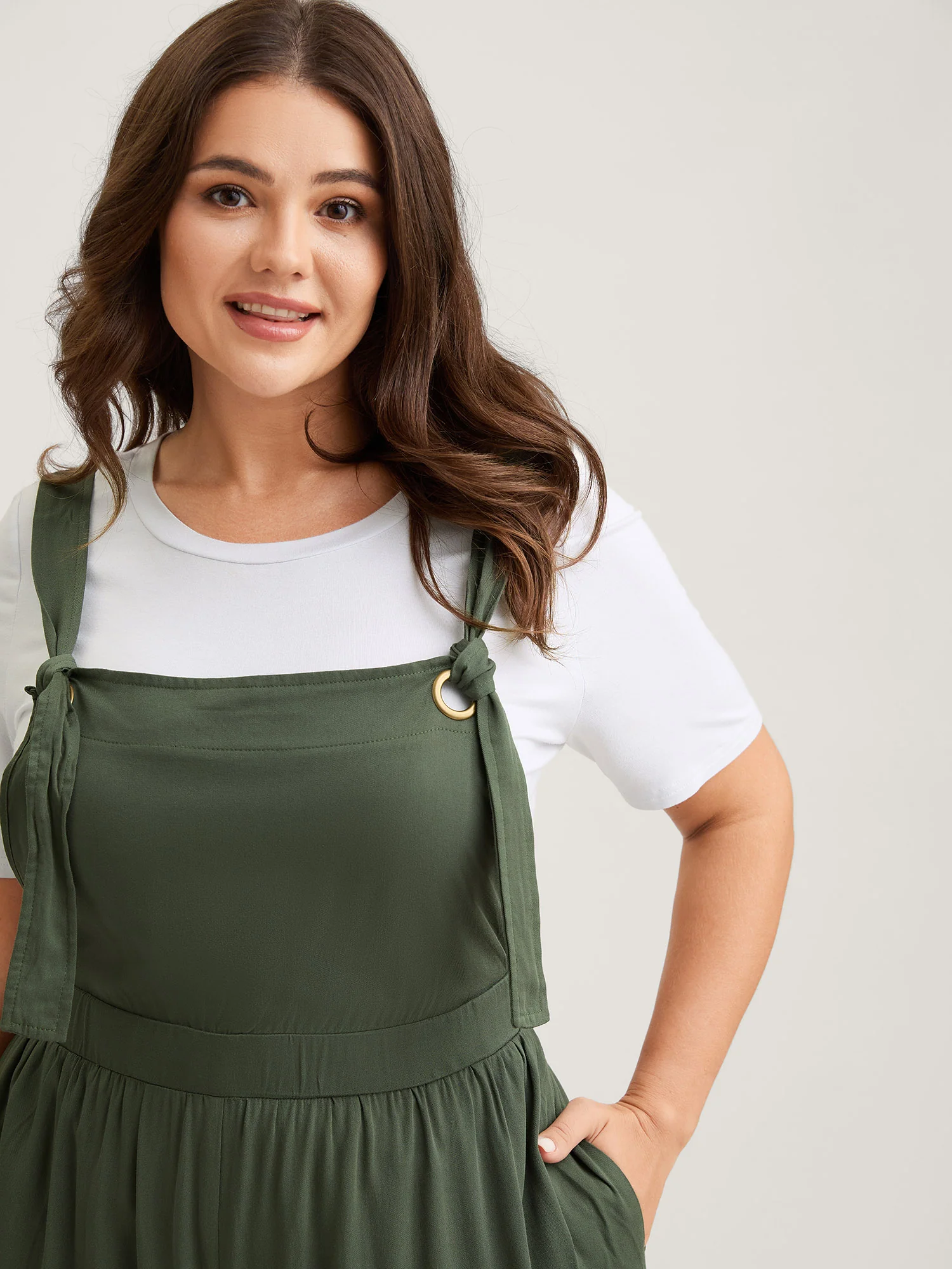 Rayon Adjustable Elastic Waist Slit Jumpsuit - Image 2