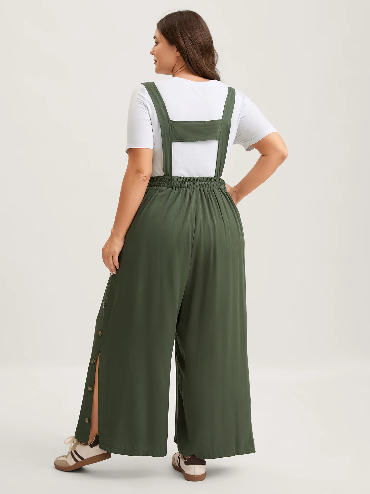 Rayon Adjustable Elastic Waist Slit Jumpsuit - Image 5