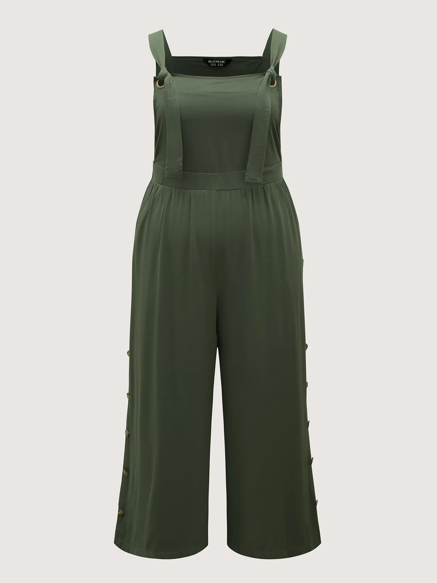 Rayon Adjustable Elastic Waist Slit Jumpsuit - Image 8