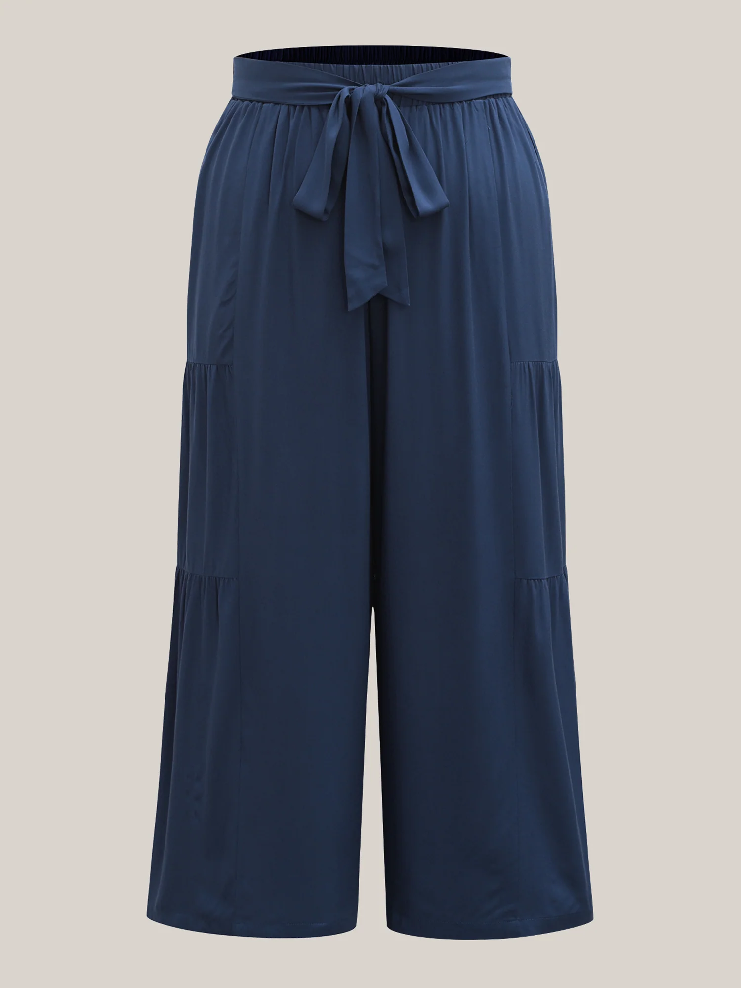 Rayon Belted Solid Wide-Leg Pants - Image 5
