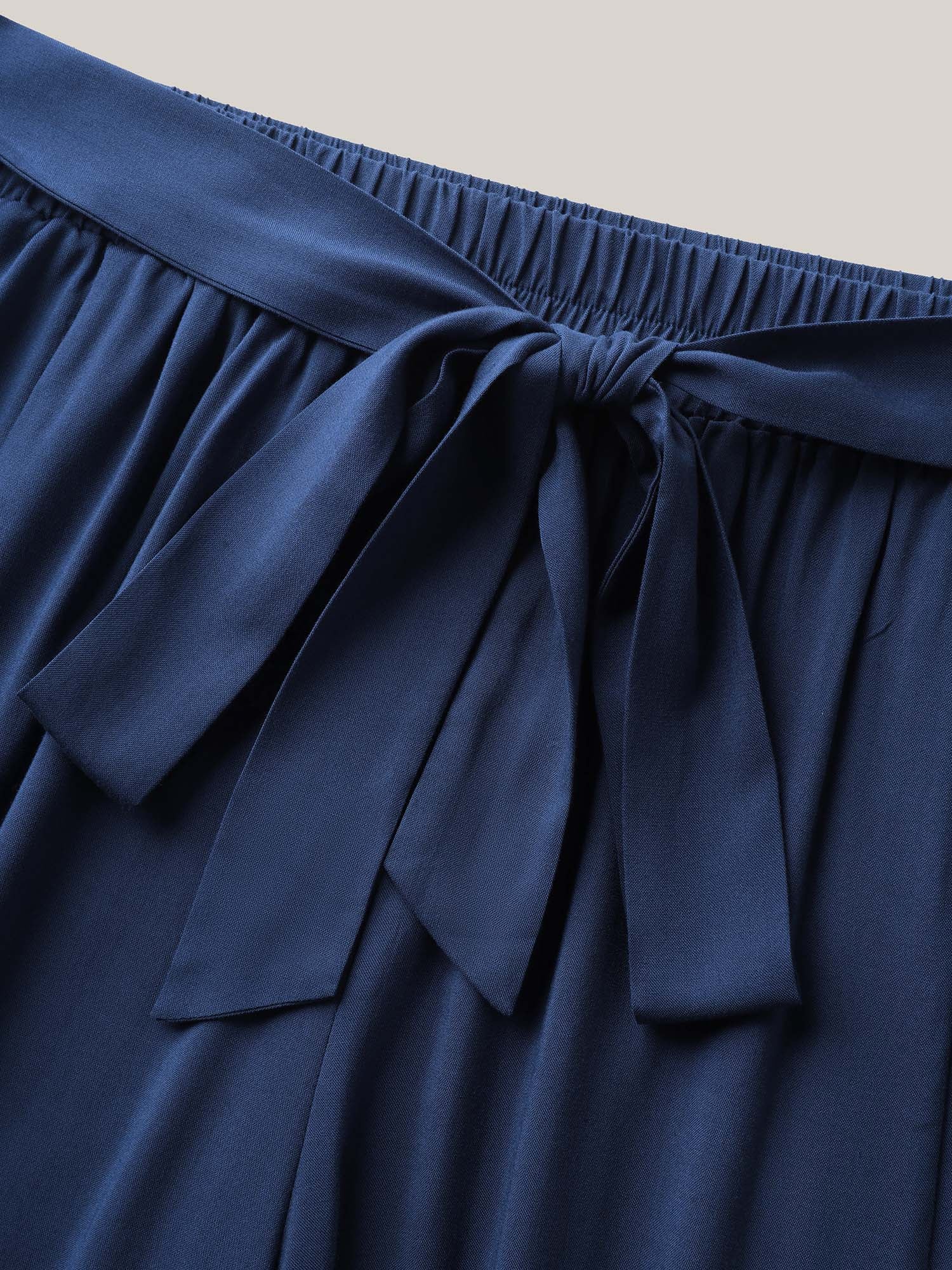 Rayon Belted Solid Wide-Leg Pants - Image 7