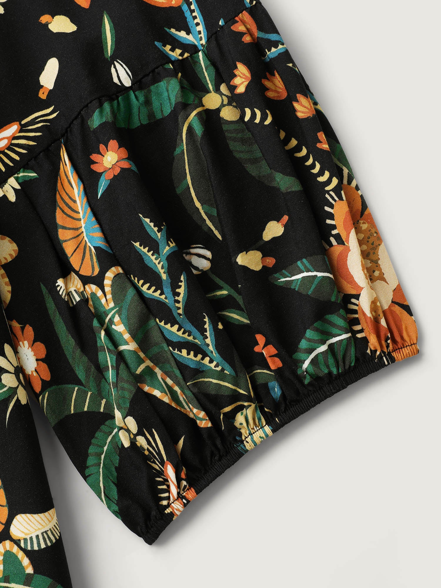 Rayon Boho Floral Neck Tie Blouse - Image 6