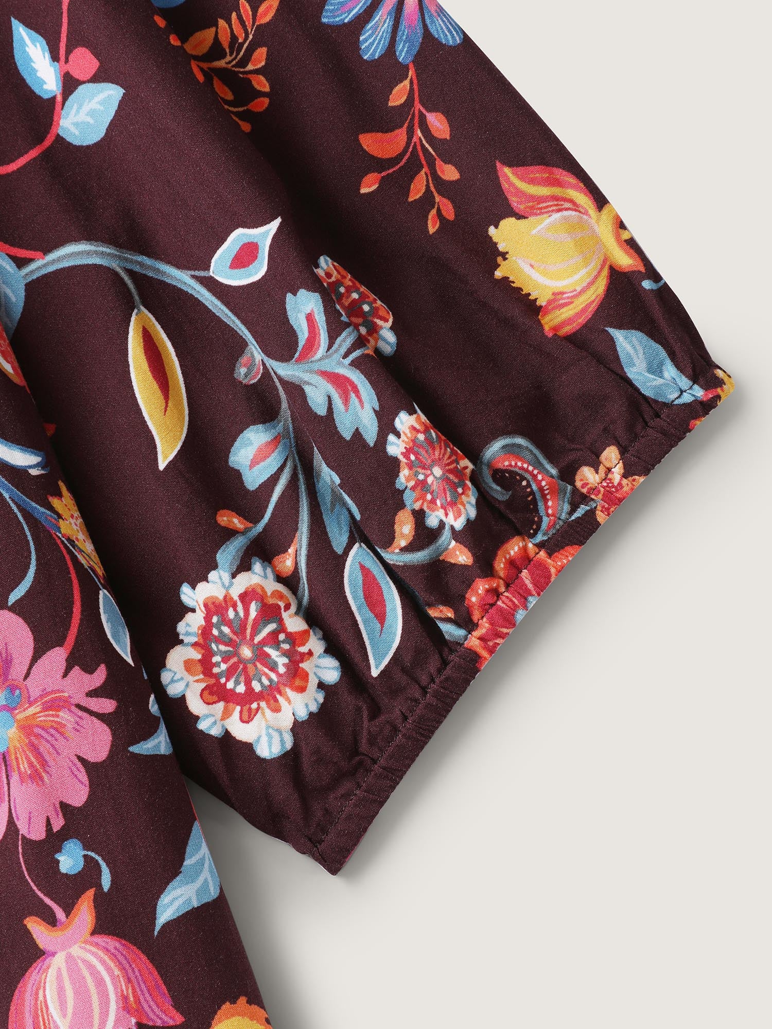 Rayon Boho Floral Placket Midi Dress - Image 7