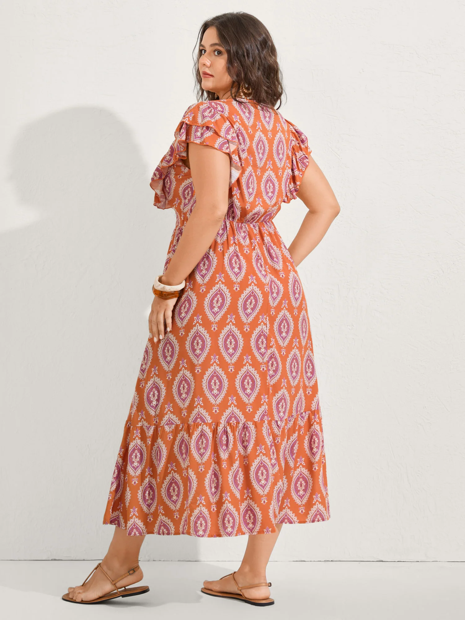 Rayon Boho Print Pocket Midi Dress - Image 5