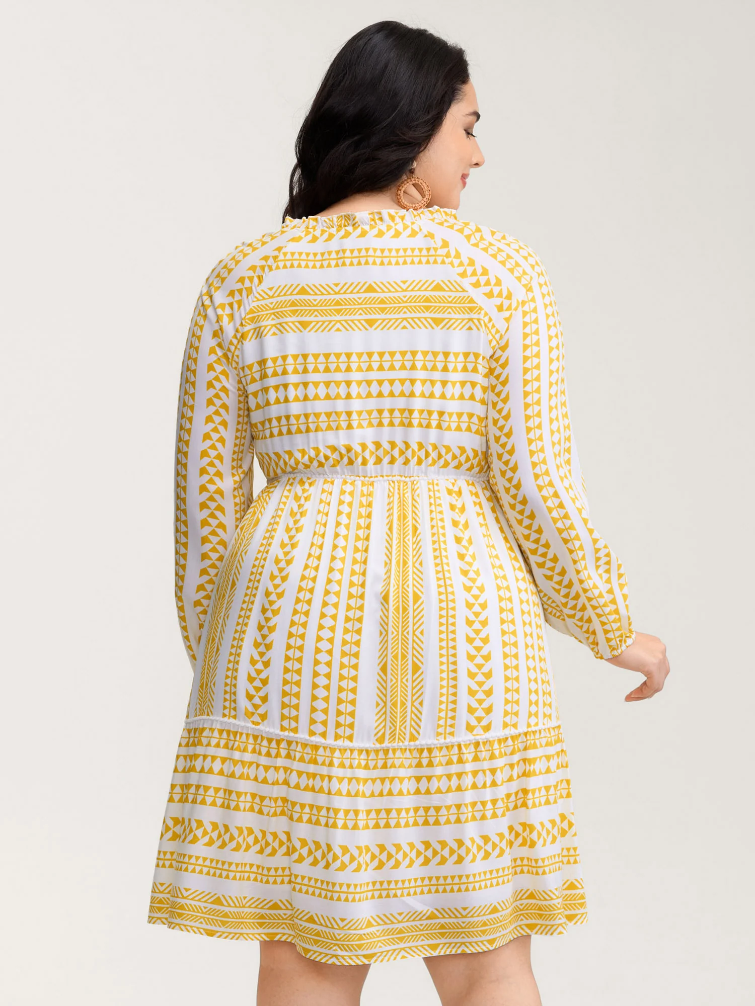Rayon Boho Stripe Button Placket Midi Dress - Image 5