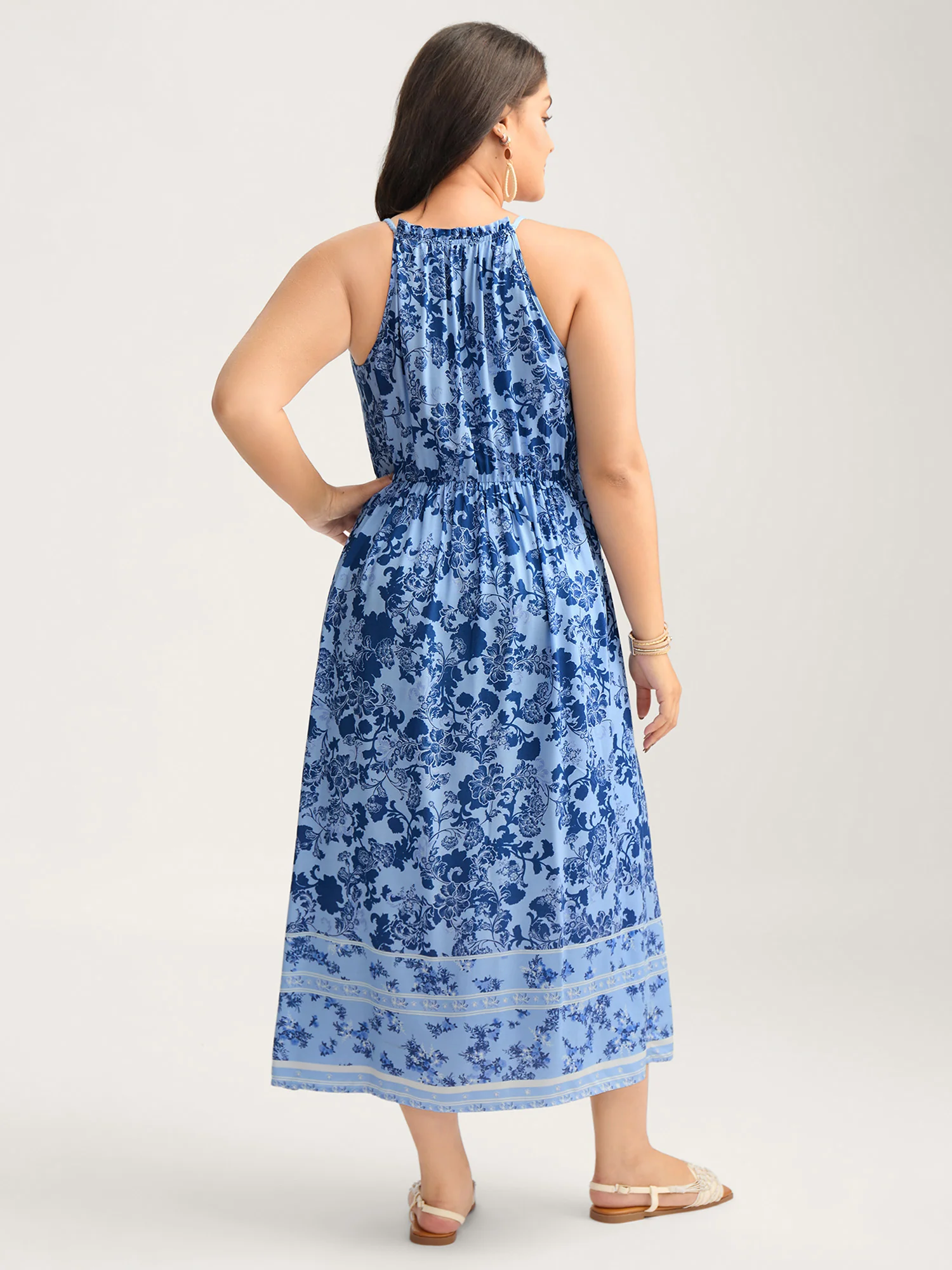 Rayon Braided Shoulder Straps Floral Midi Dress - Image 4