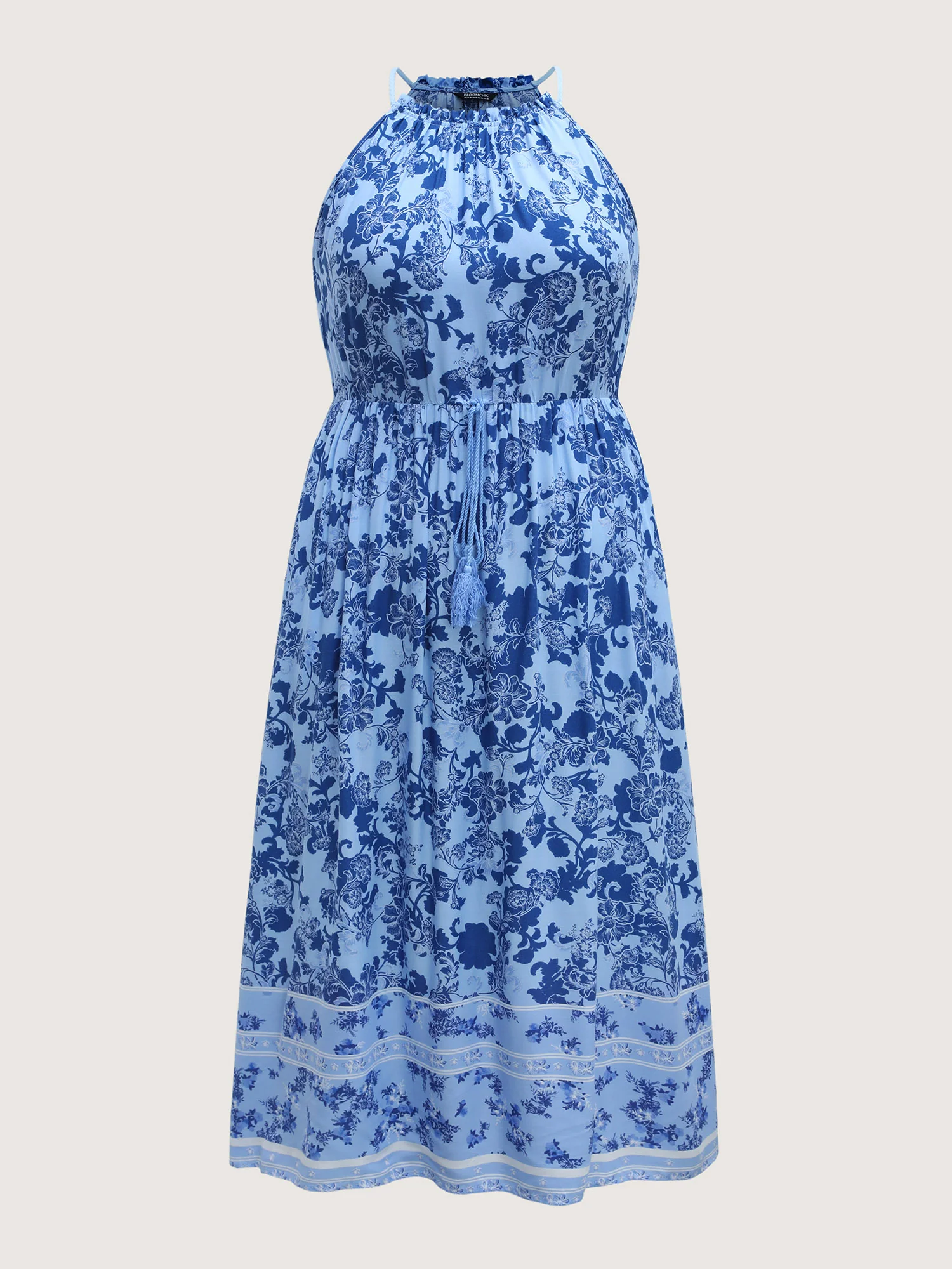 Rayon Braided Shoulder Straps Floral Midi Dress - Image 7