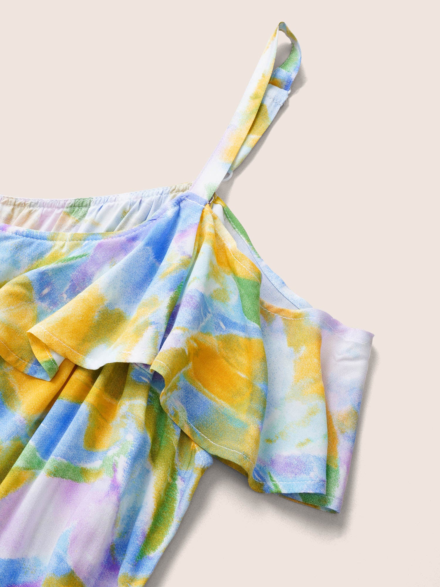 Rayon Pixel Flower Print Ruffles Pocket Dress - Image 5