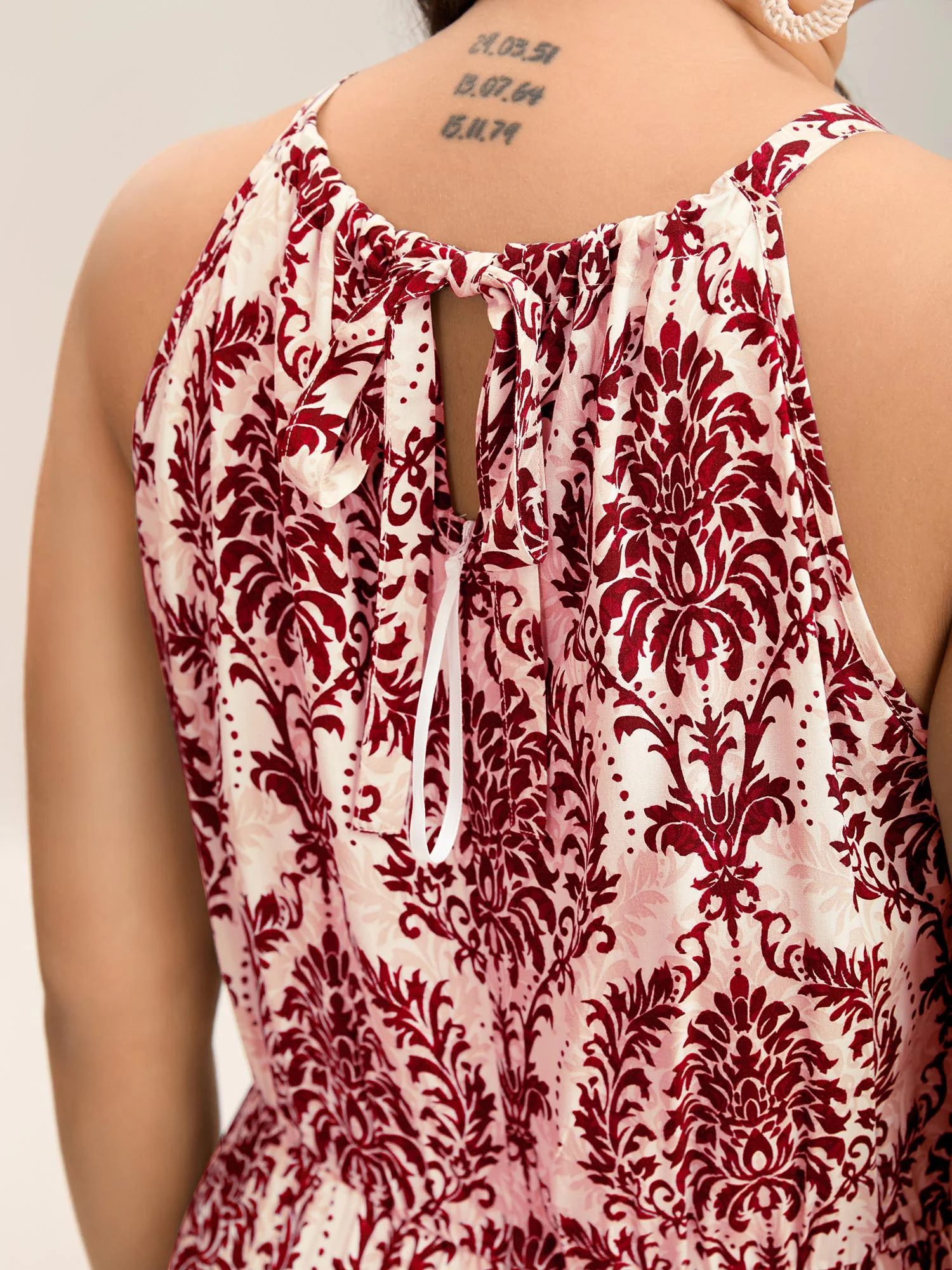 Rayon Damask Print Stretchy Waist Jumpsuit - Image 13