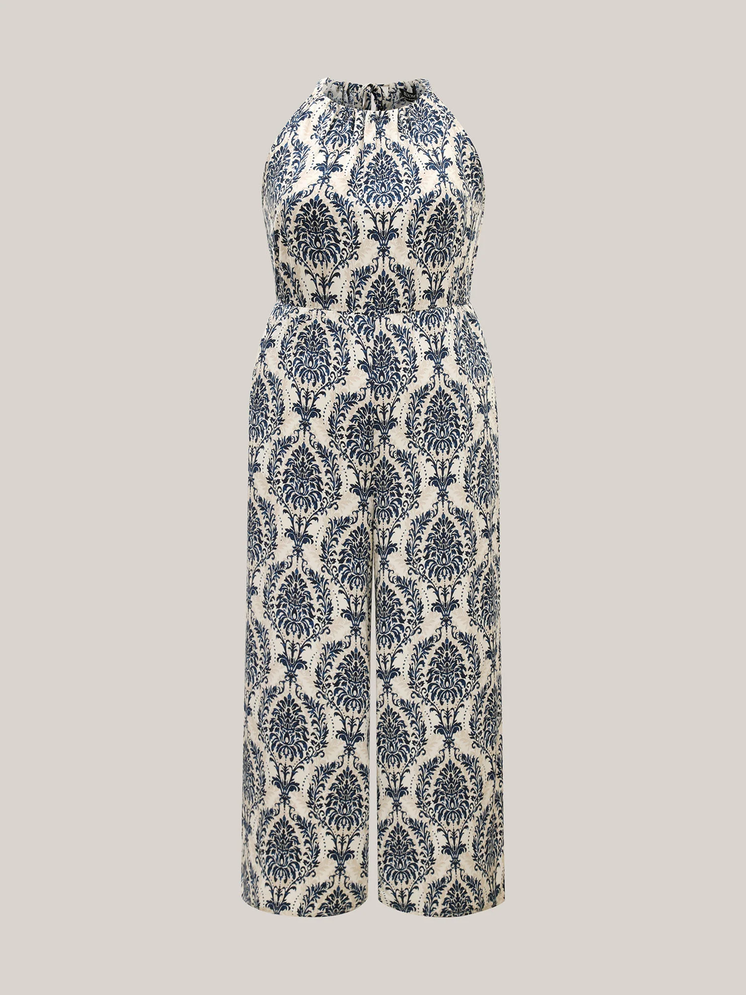 Rayon Damask Print Stretchy Waist Jumpsuit - Image 7