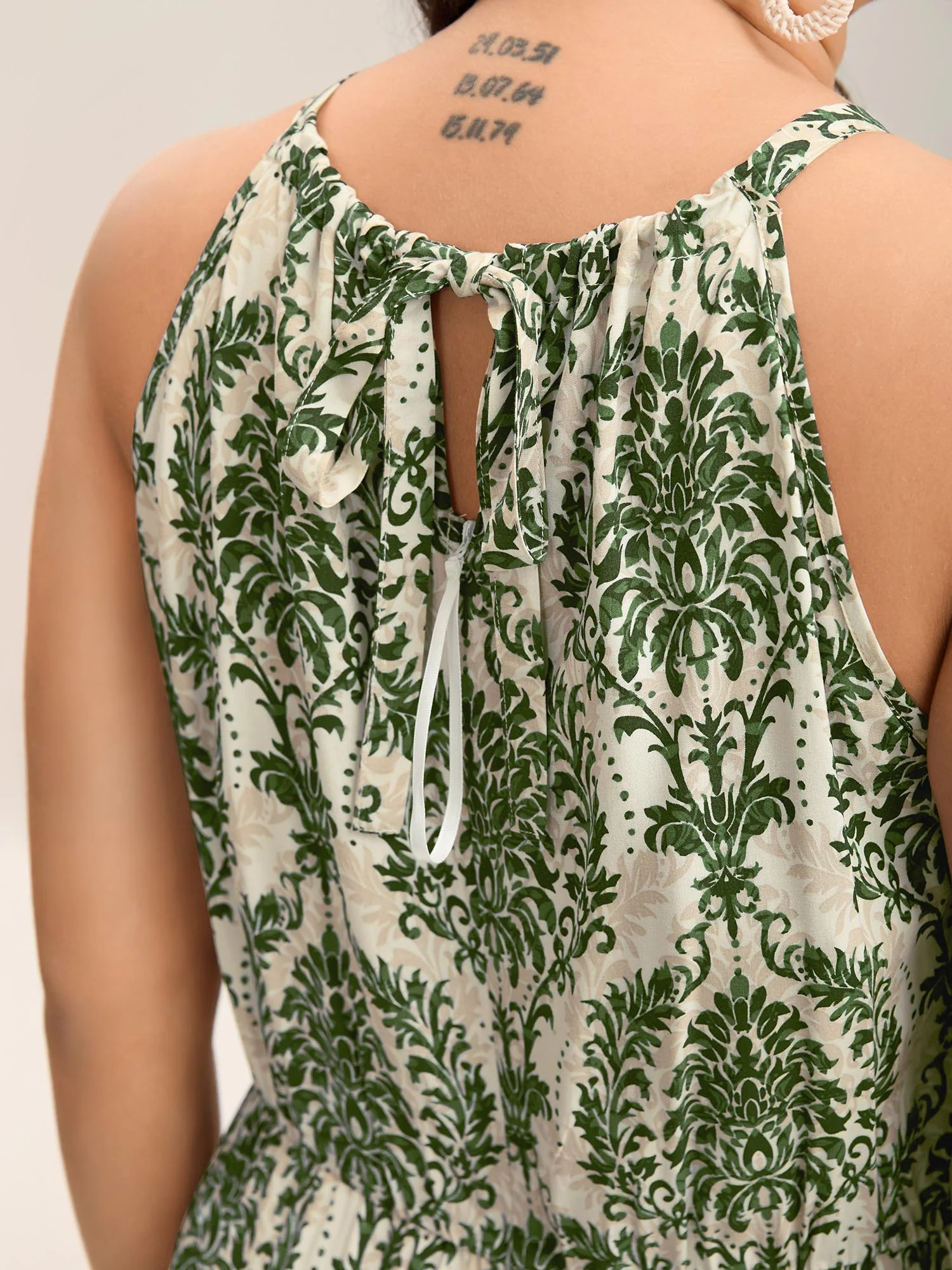Rayon Damask Print Stretchy Waist Jumpsuit - Image 9