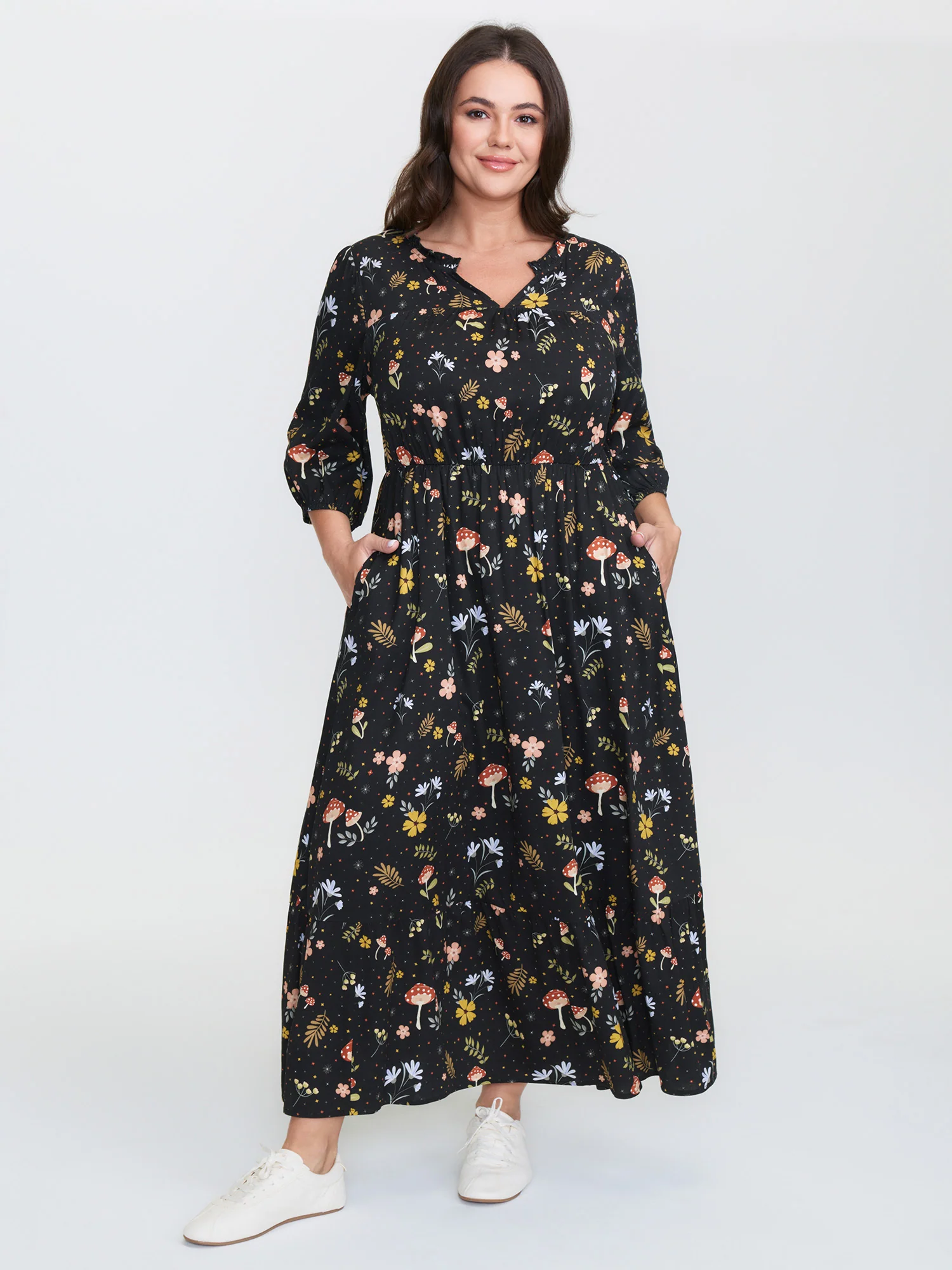Rayon Falling For Floral Print Pockets Maxi Dress - Image 2