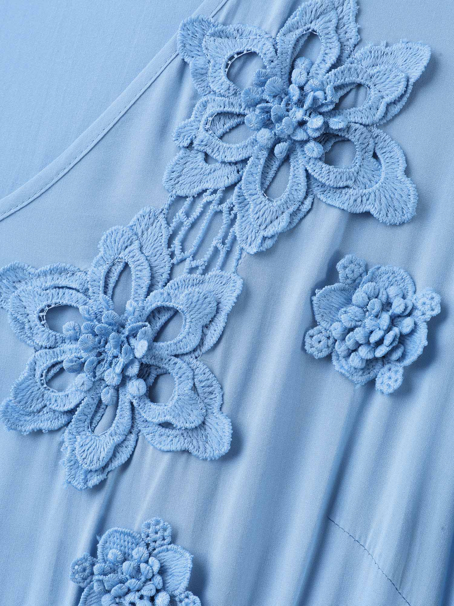 Rayon Floral Detail Cinched-Waist Midi Dress - Image 5