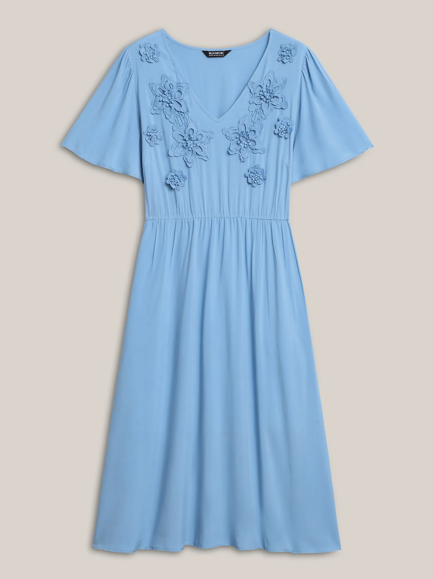 Rayon Floral Detail Cinched-Waist Midi Dress - Image 7