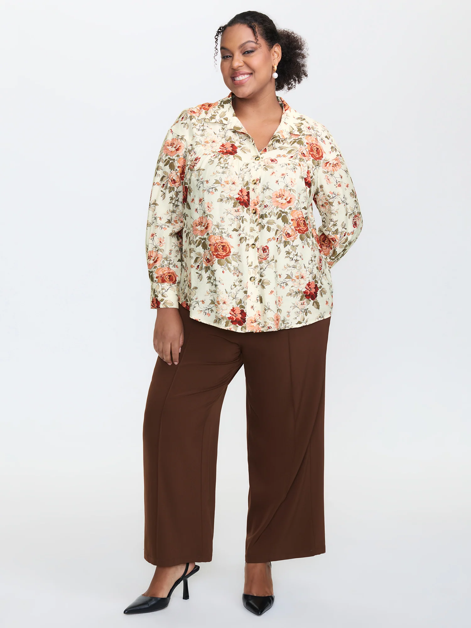 Rayon Floral Print Button-Down Shirt - Image 3