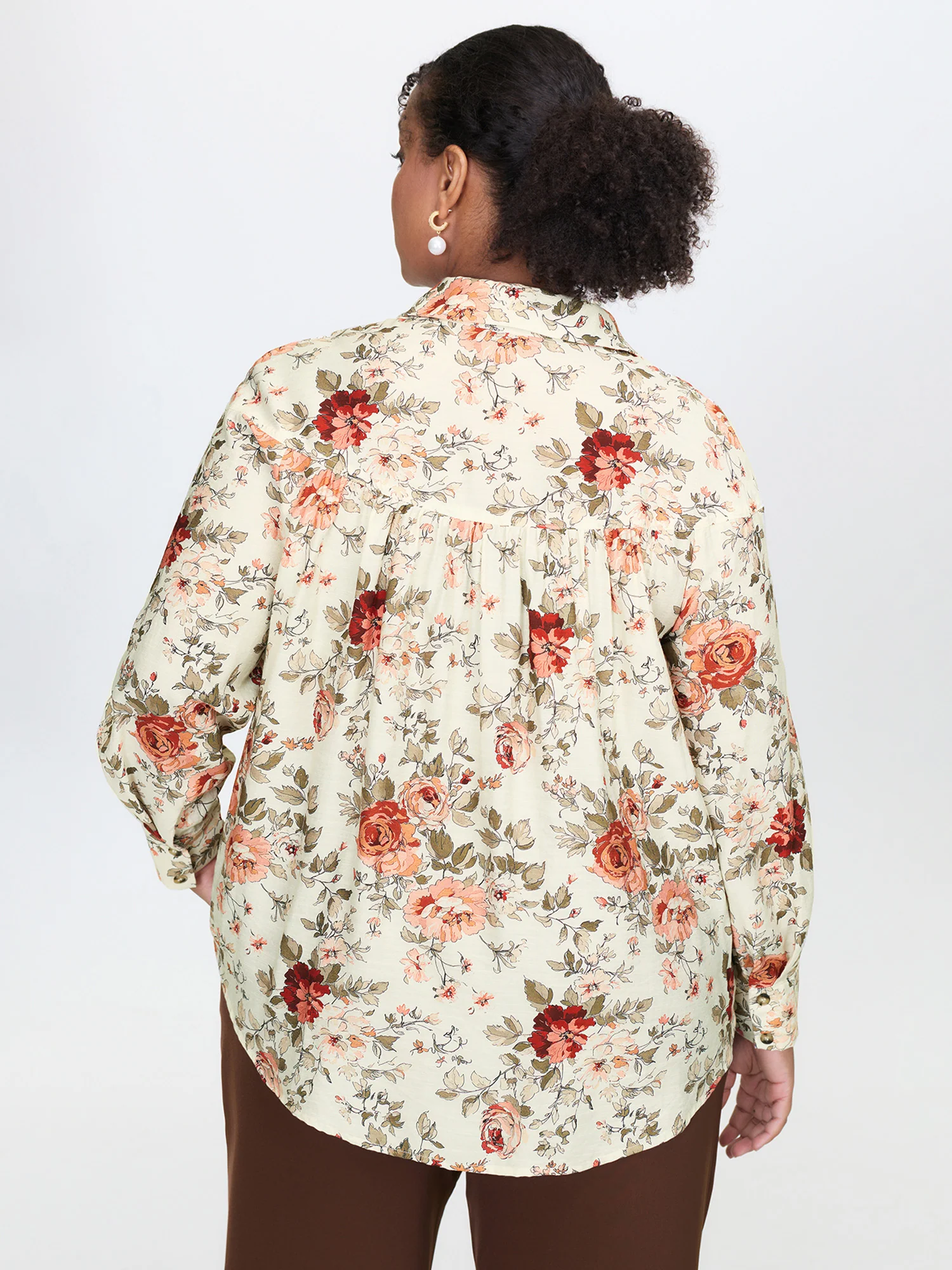 Rayon Floral Print Button-Down Shirt - Image 4