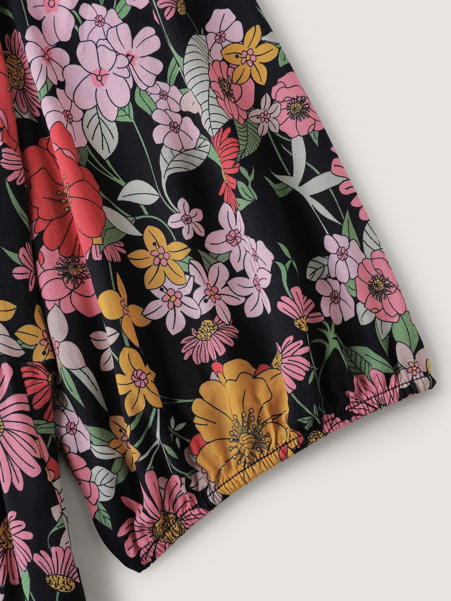 Rayon Floral Print Cinched Waist Mini Dress - Image 5