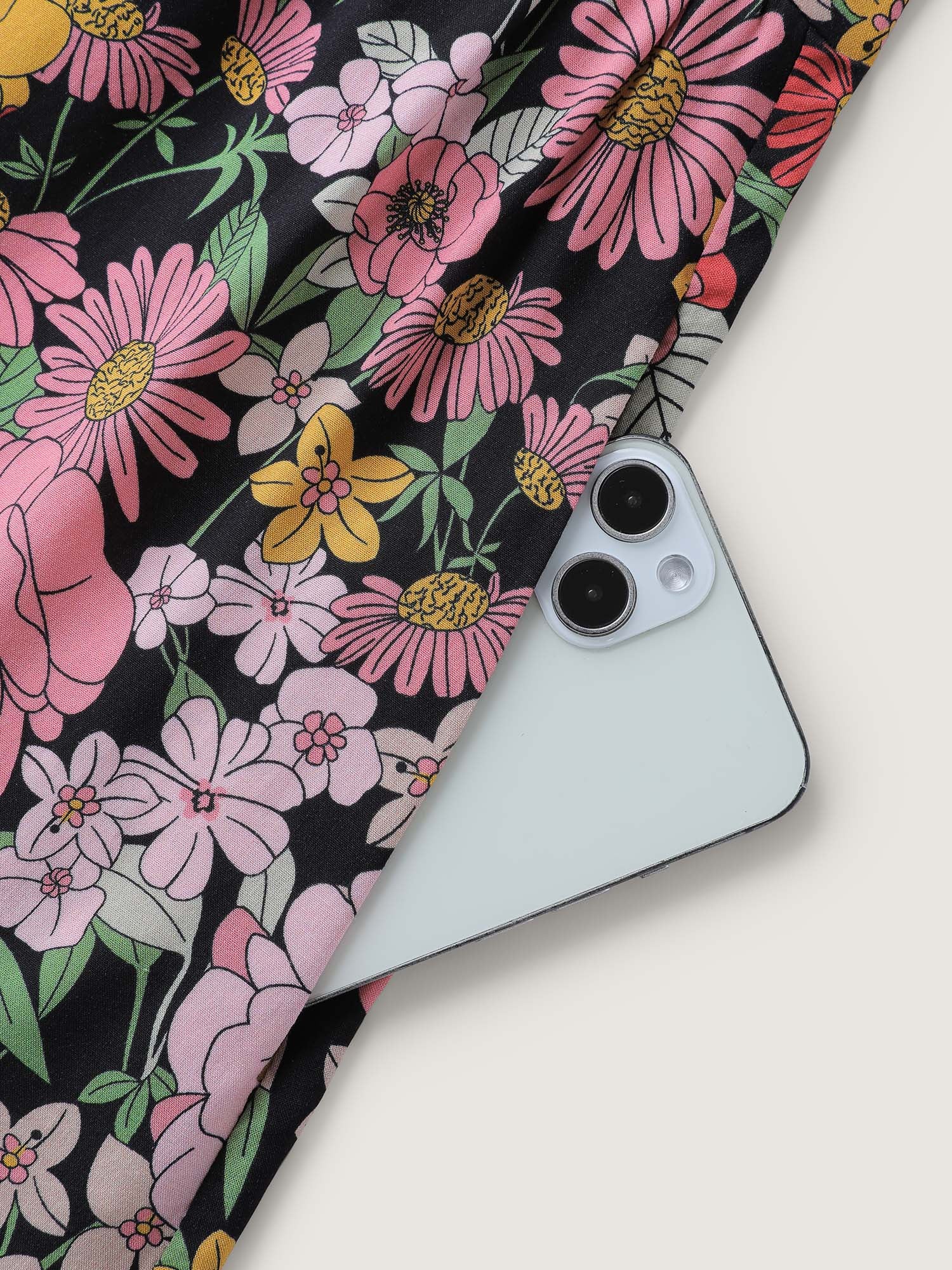 Rayon Floral Print Cinched Waist Mini Dress - Image 6