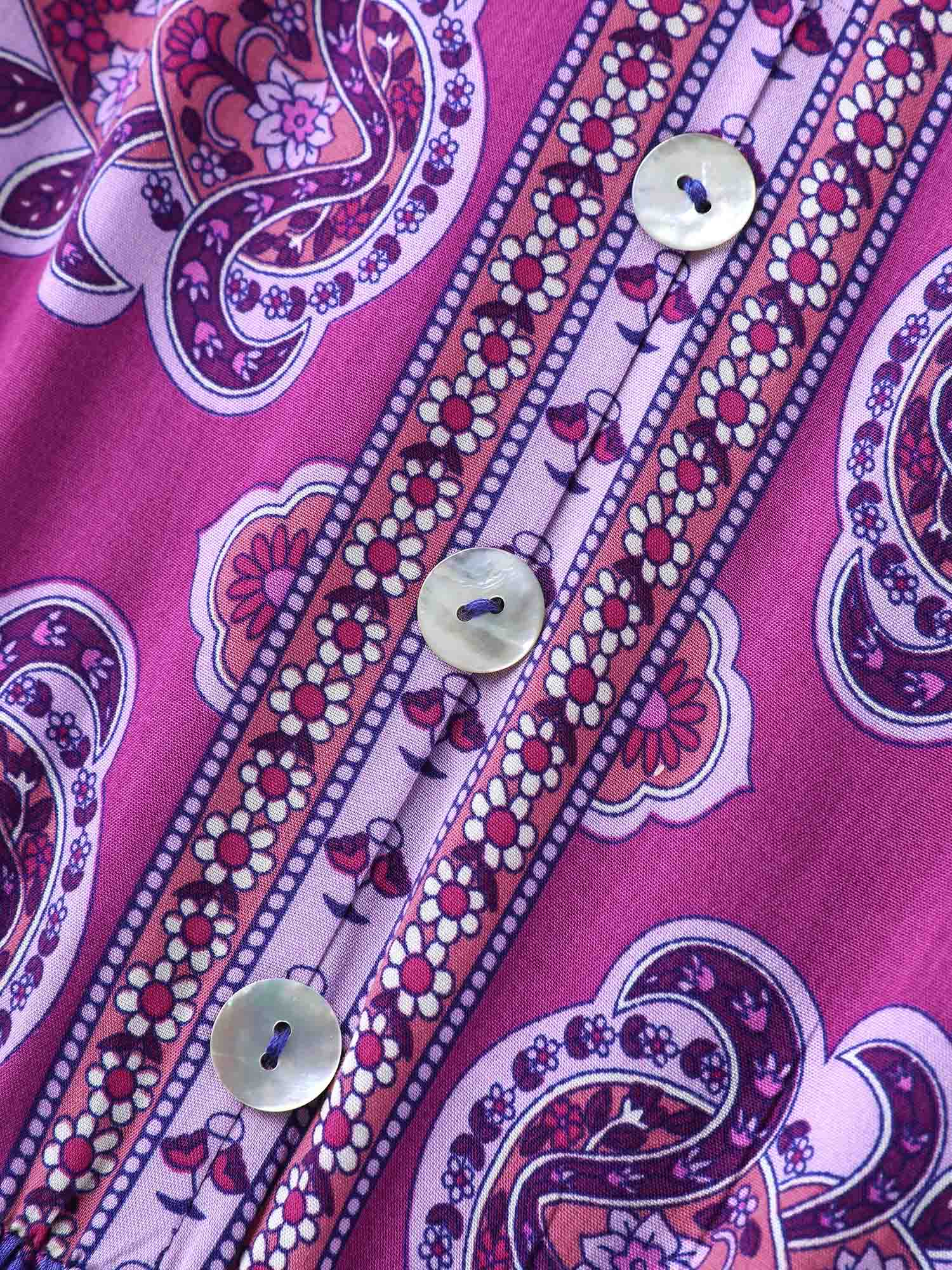 Rayon Floral Print Color Contrast Midi Dress - Image 6
