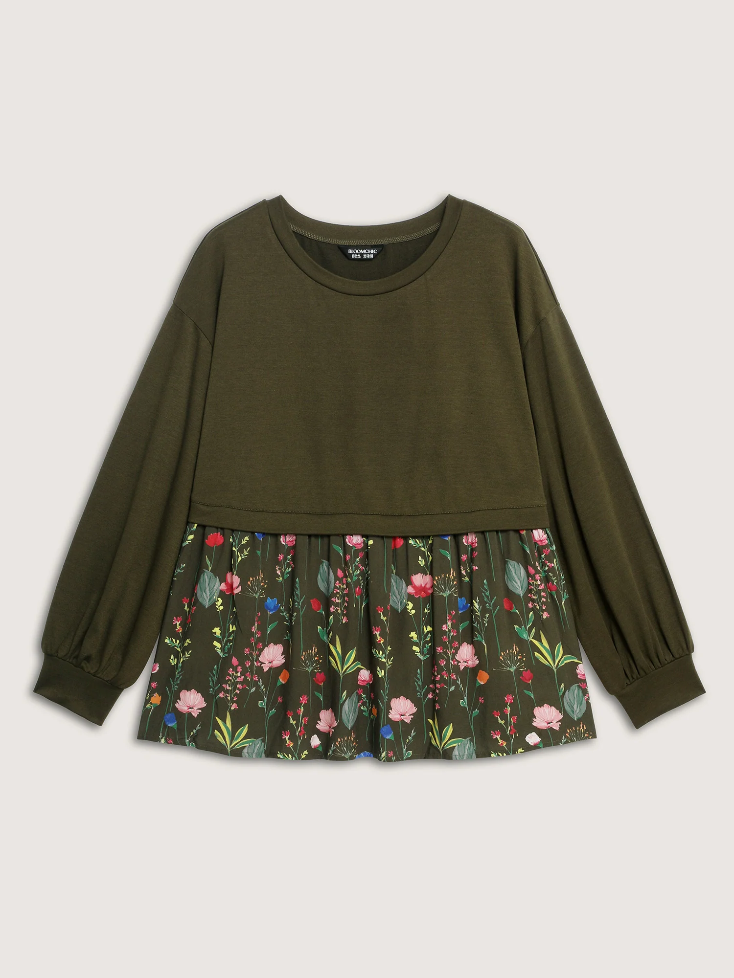 Rayon Floral Print Contrast Sweatshirt - Image 7