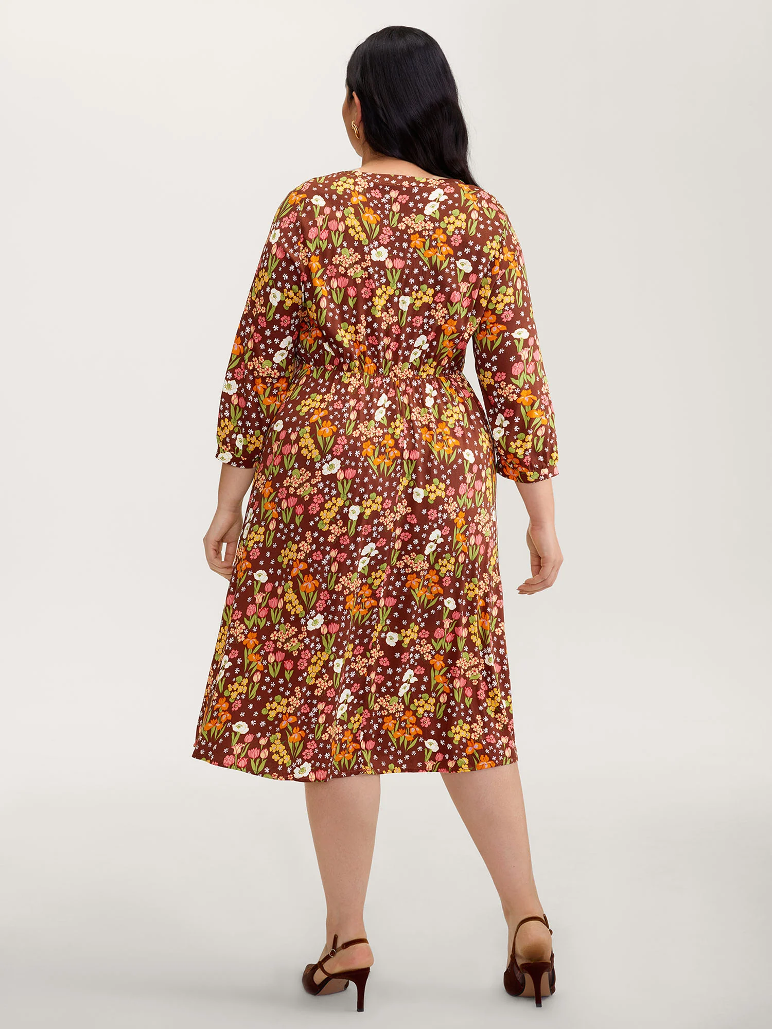 Rayon Floral Print Midi Dress - Image 4