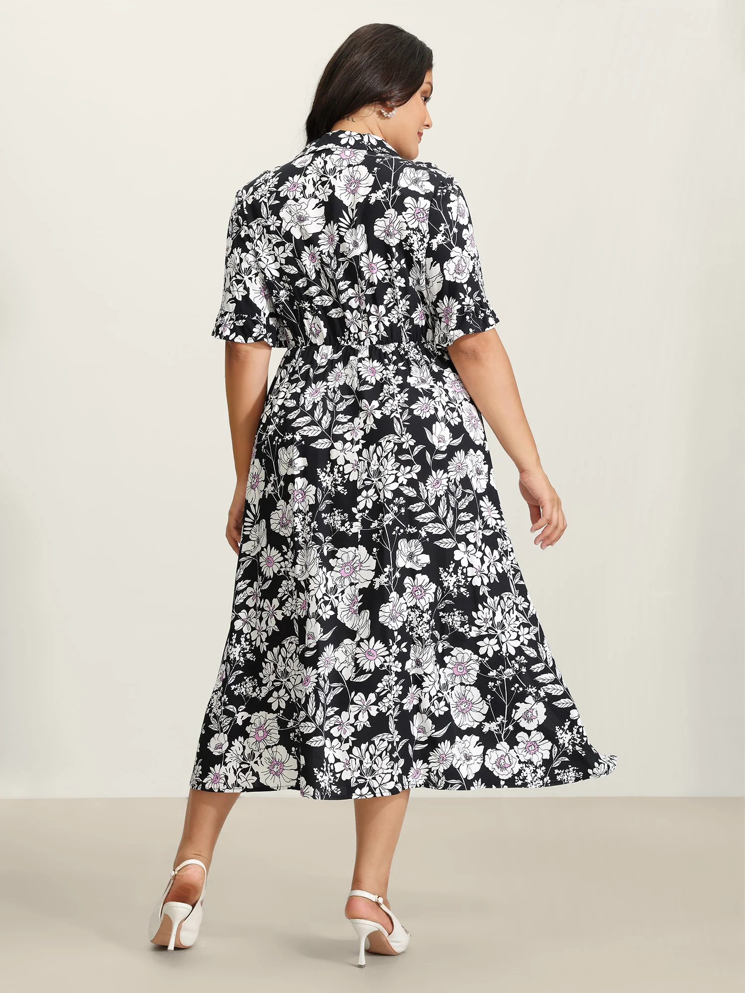 Rayon Floral Print Placket Maxi Dress - Image 5