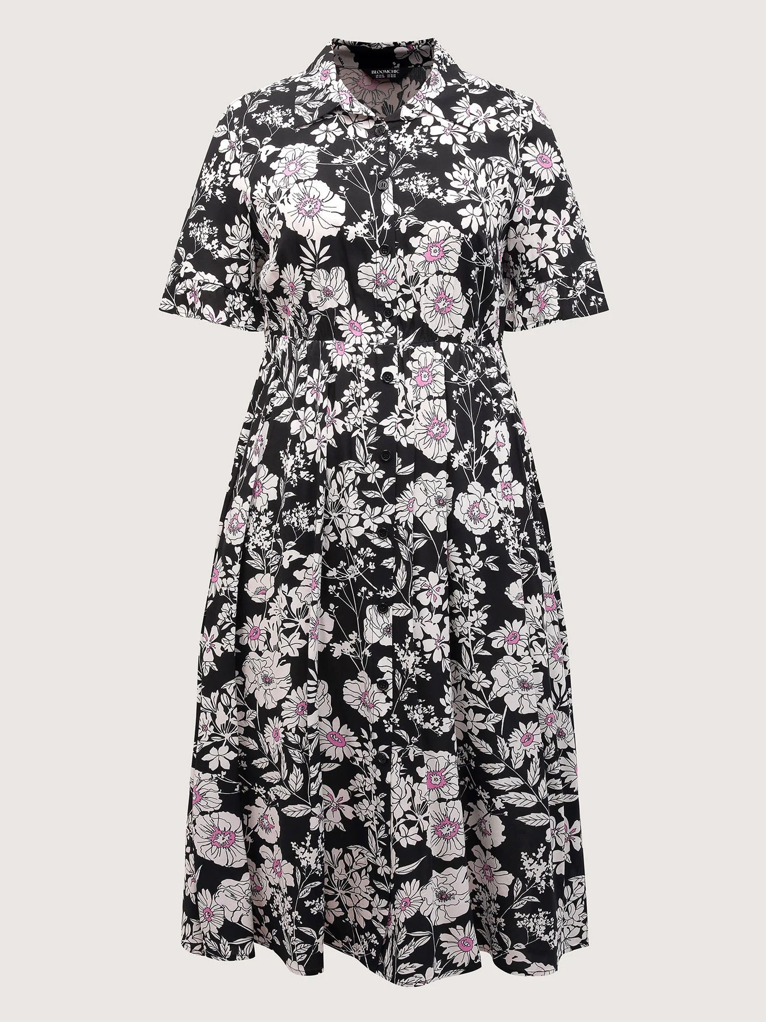Rayon Floral Print Placket Maxi Dress - Image 8