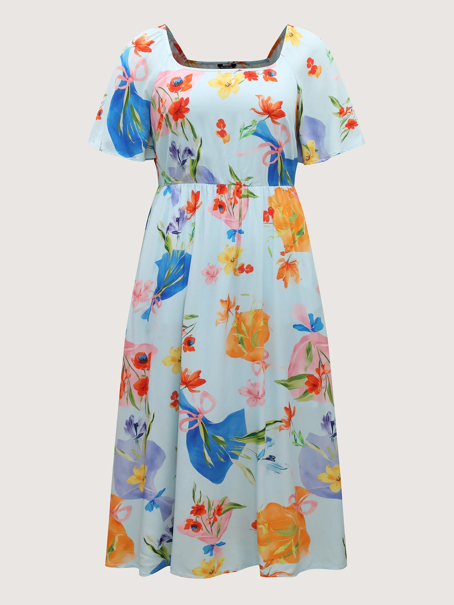 Rayon Floral Print Pockets Midi Dress - Image 7