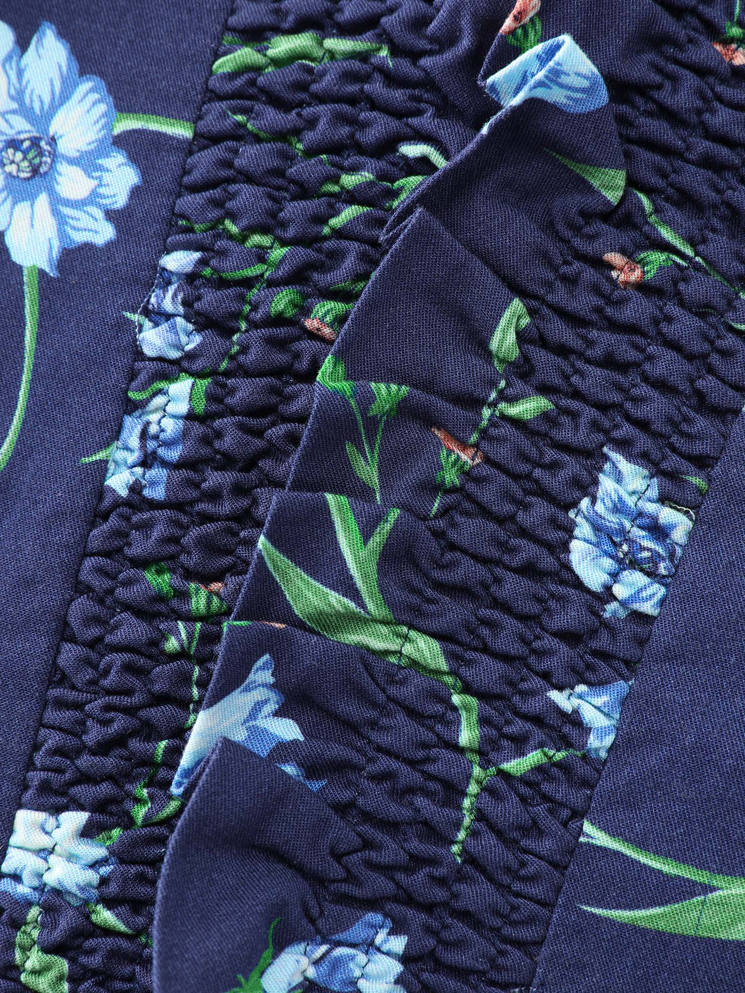 Rayon Floral Print Shirred Collar Blouse - Image 5