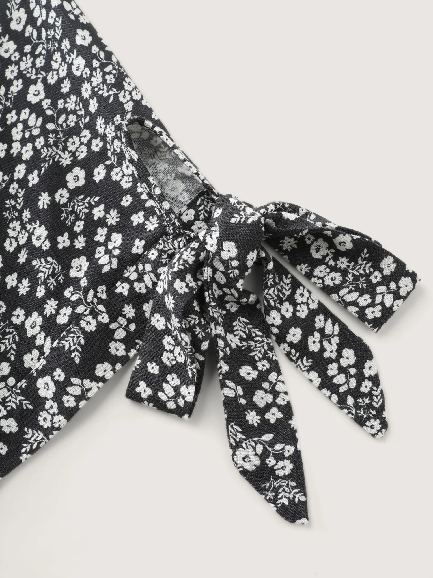 Rayon Floral Print Sleeve-Tie Blouse - Image 6