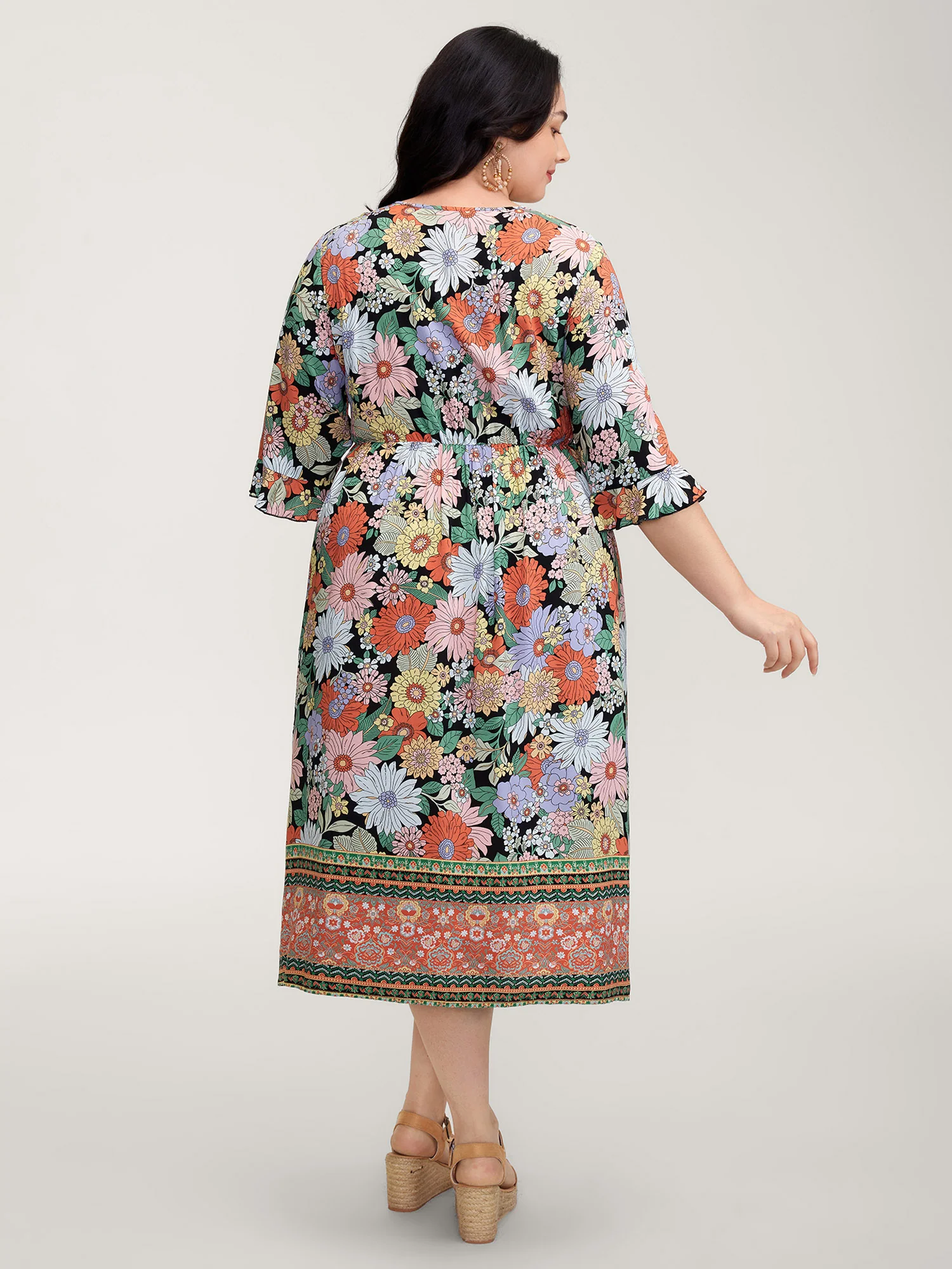 Rayon Floral Print V-Neck Maxi Dress - Image 4