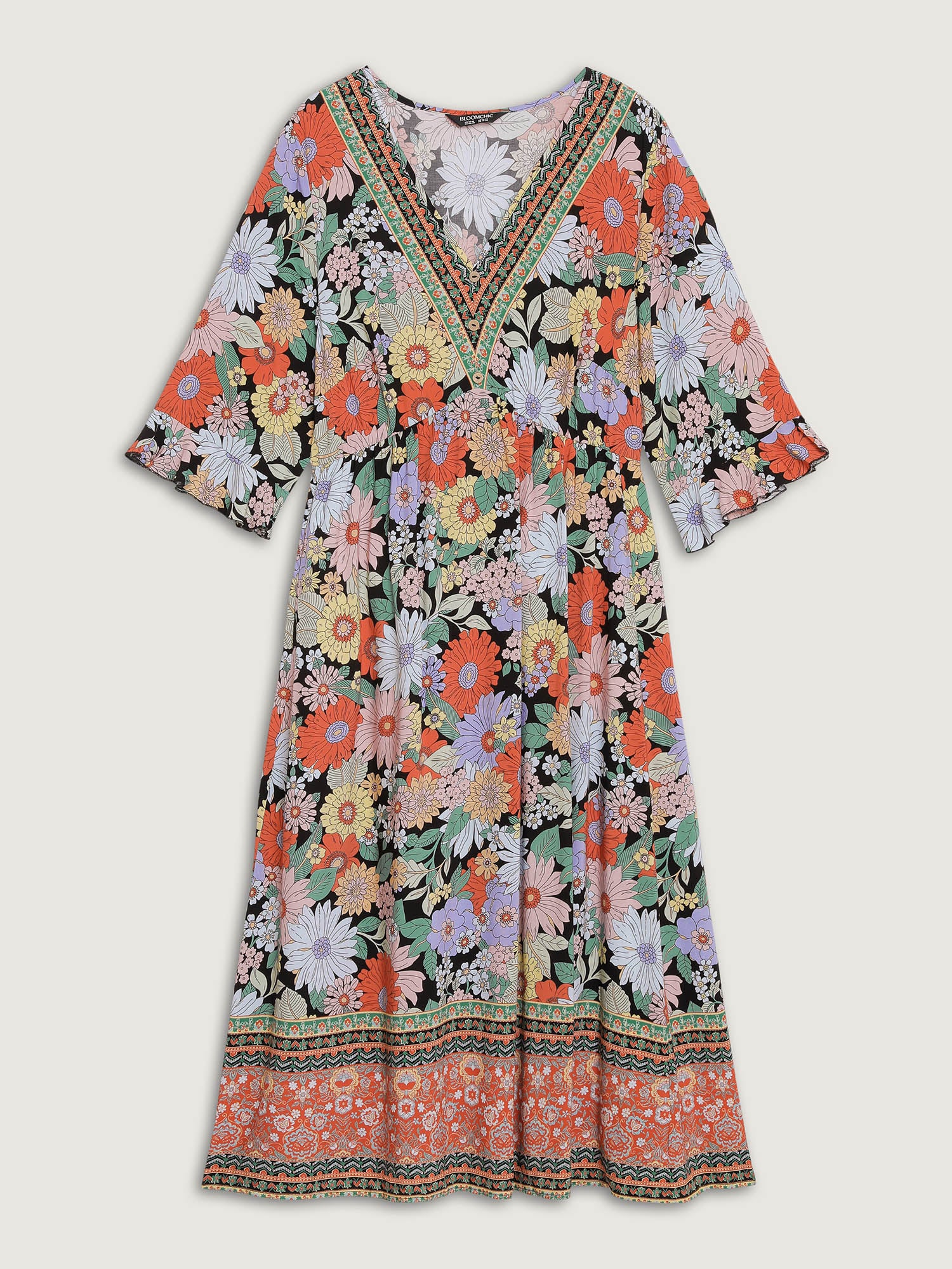 Rayon Floral Print V-Neck Maxi Dress - Image 7