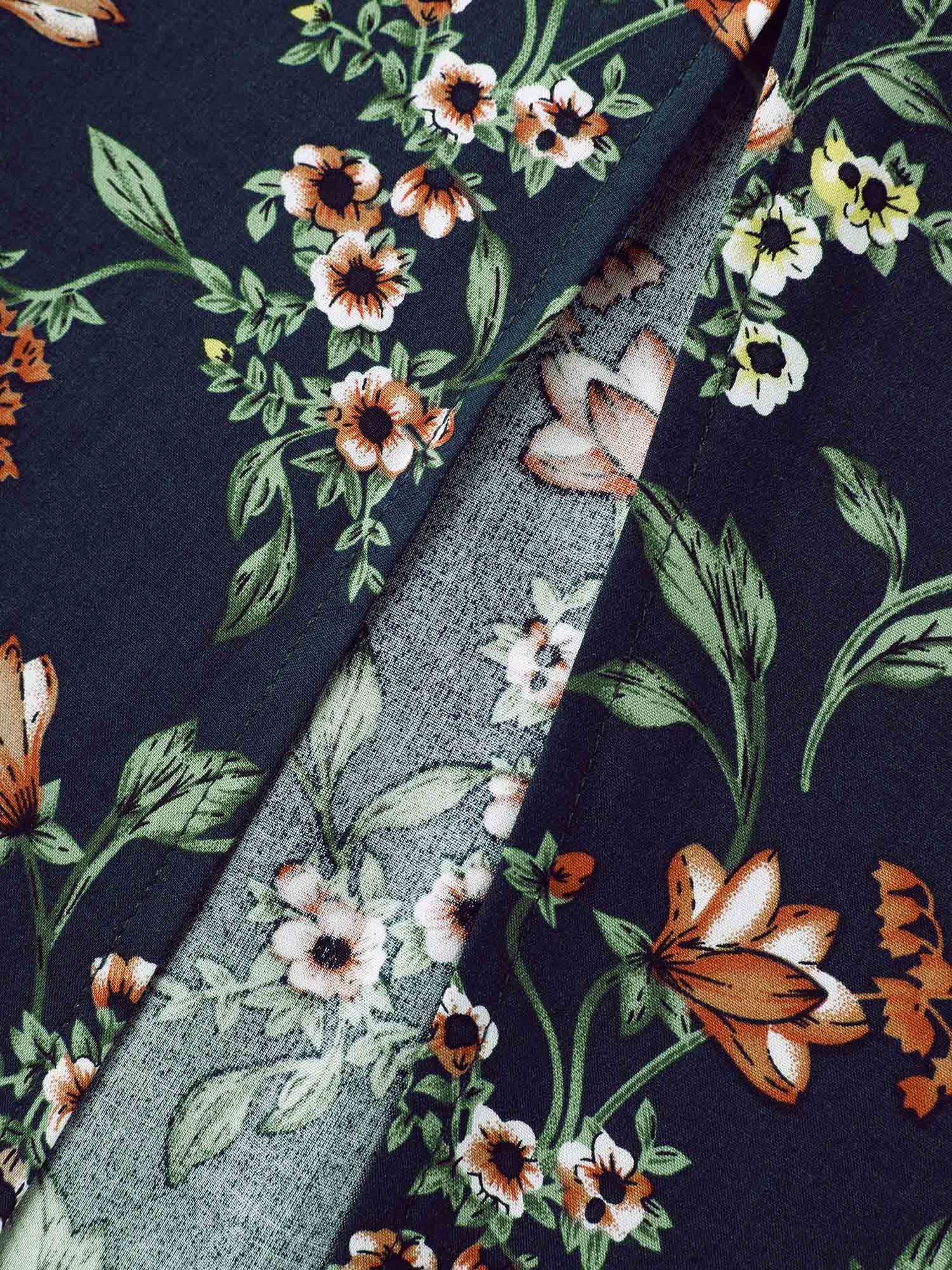 Rayon Floral Side-Tie Stretchy Midi Dress - Image 6
