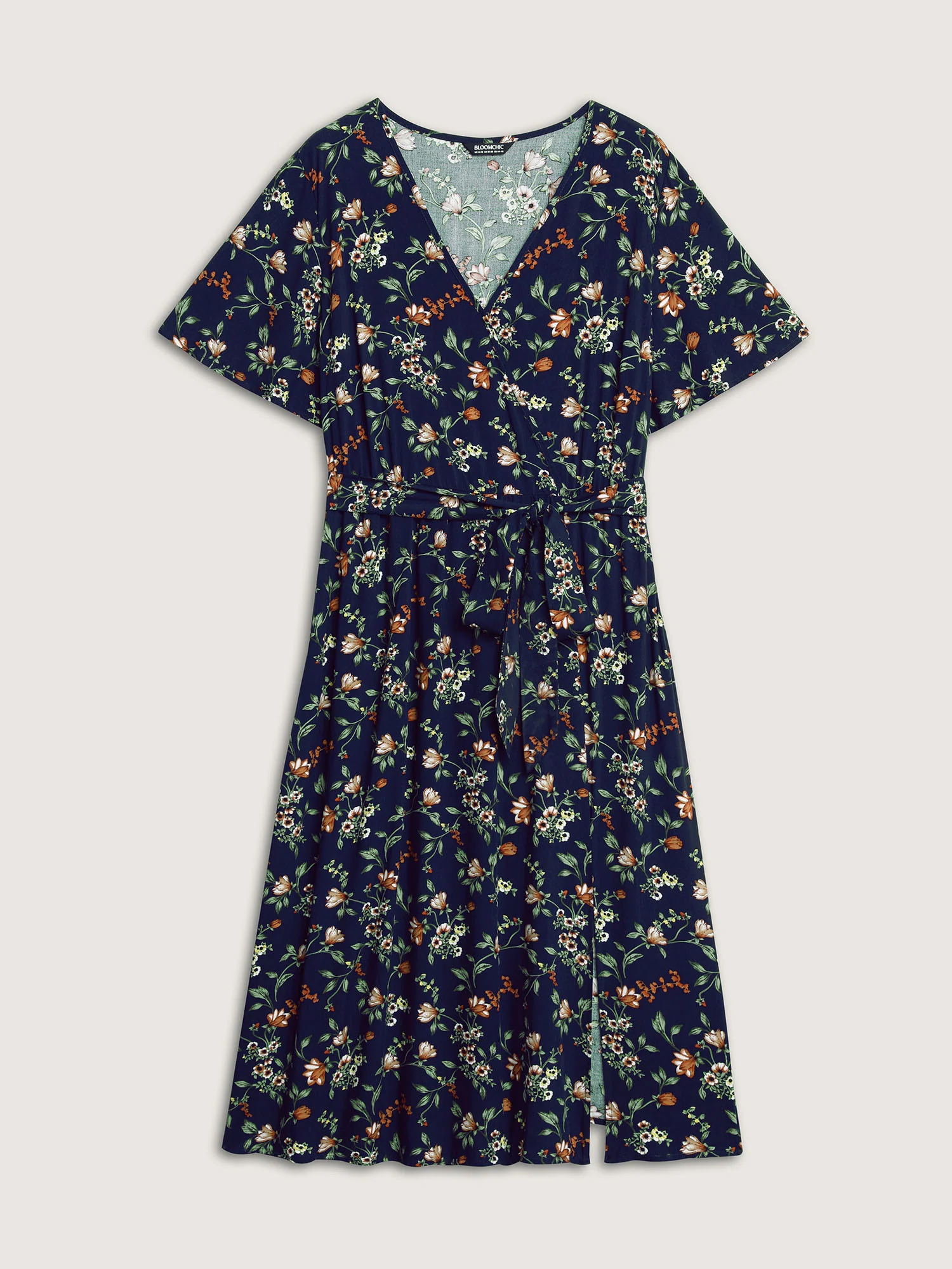 Rayon Floral Side-Tie Stretchy Midi Dress - Image 7