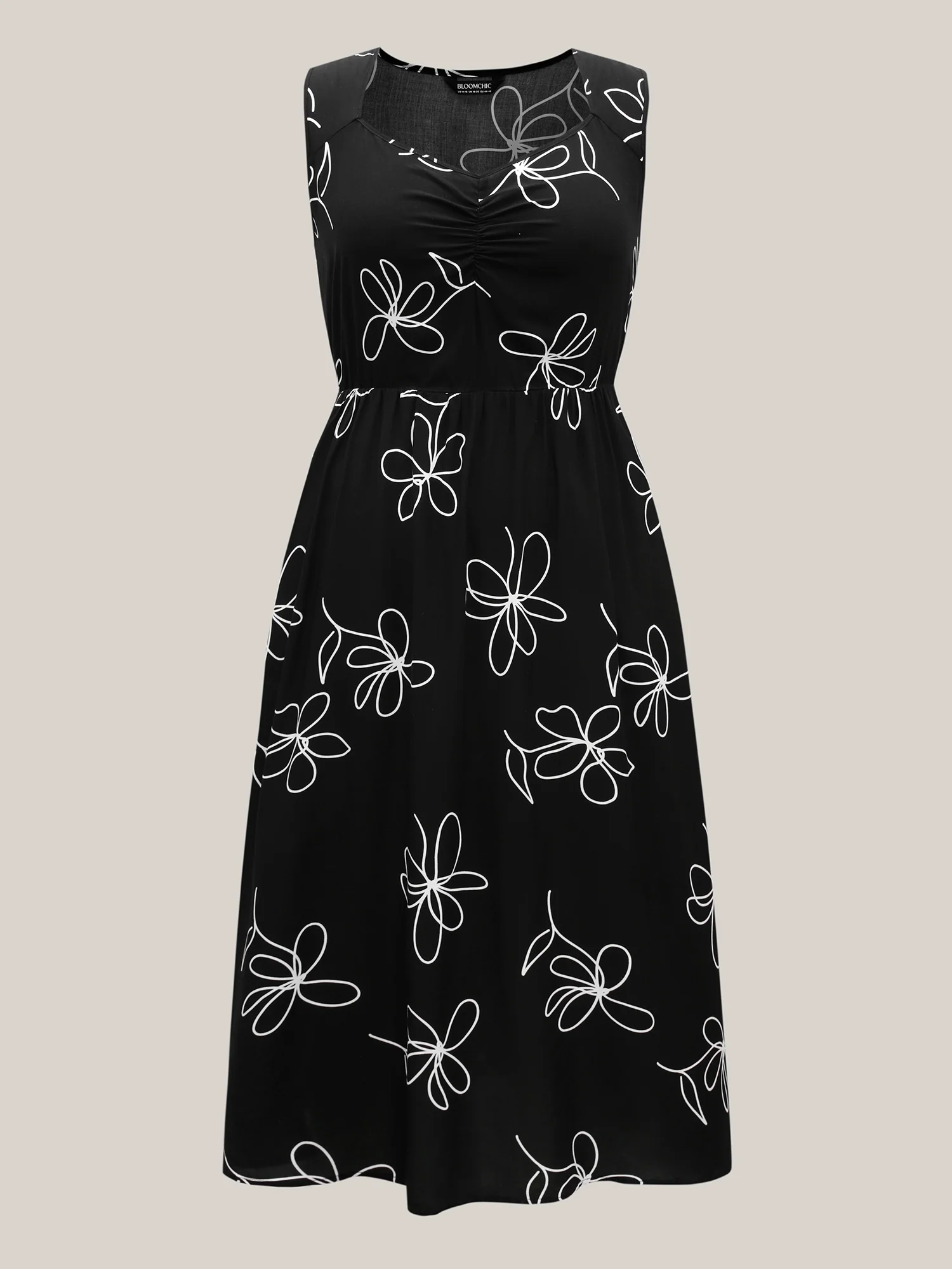 Rayon Floral Print Pockets Sleeveless Midi Dress - Image 7