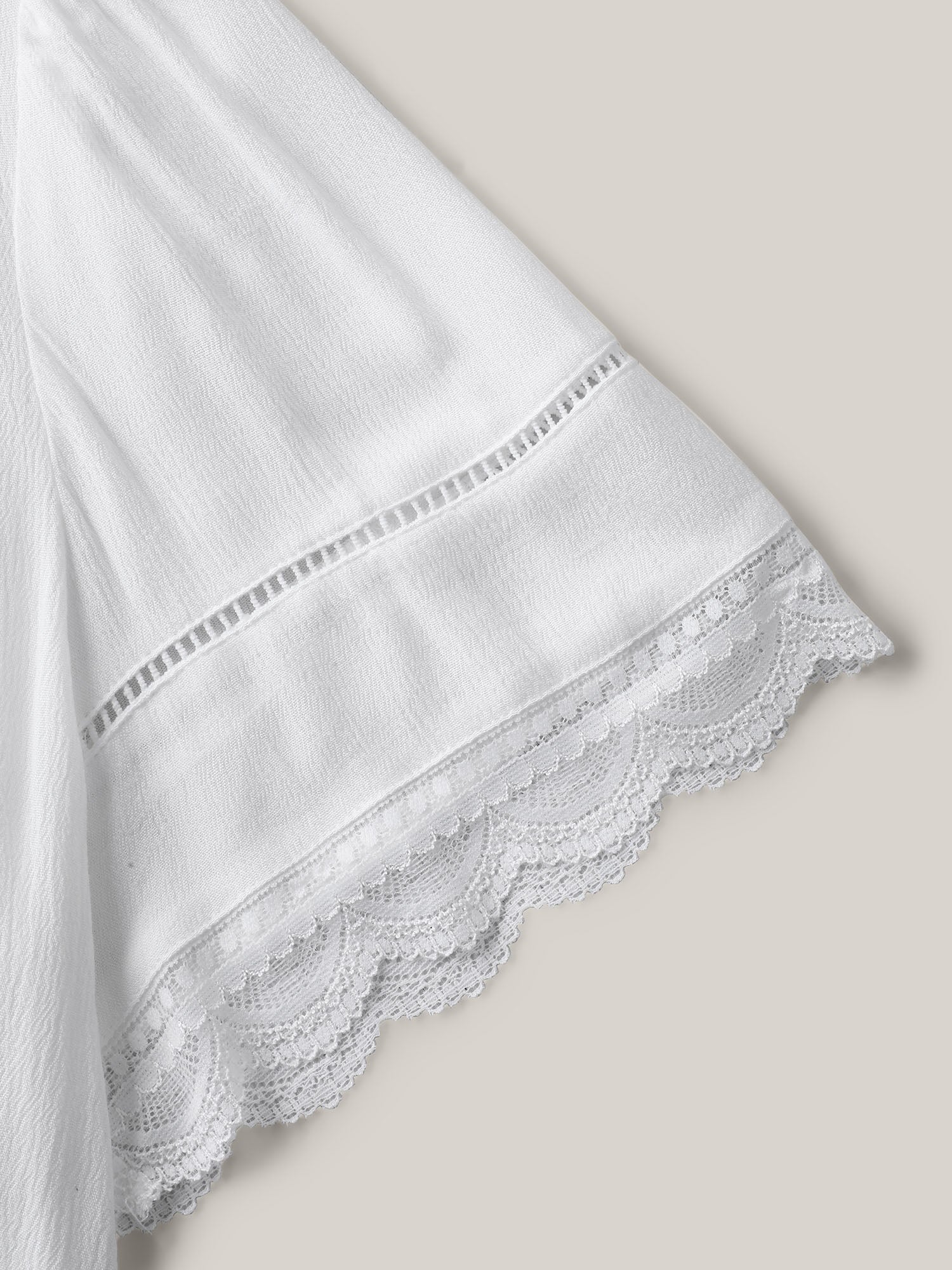 Rayon Flowy Lace Trim Solid Blouse - Image 6