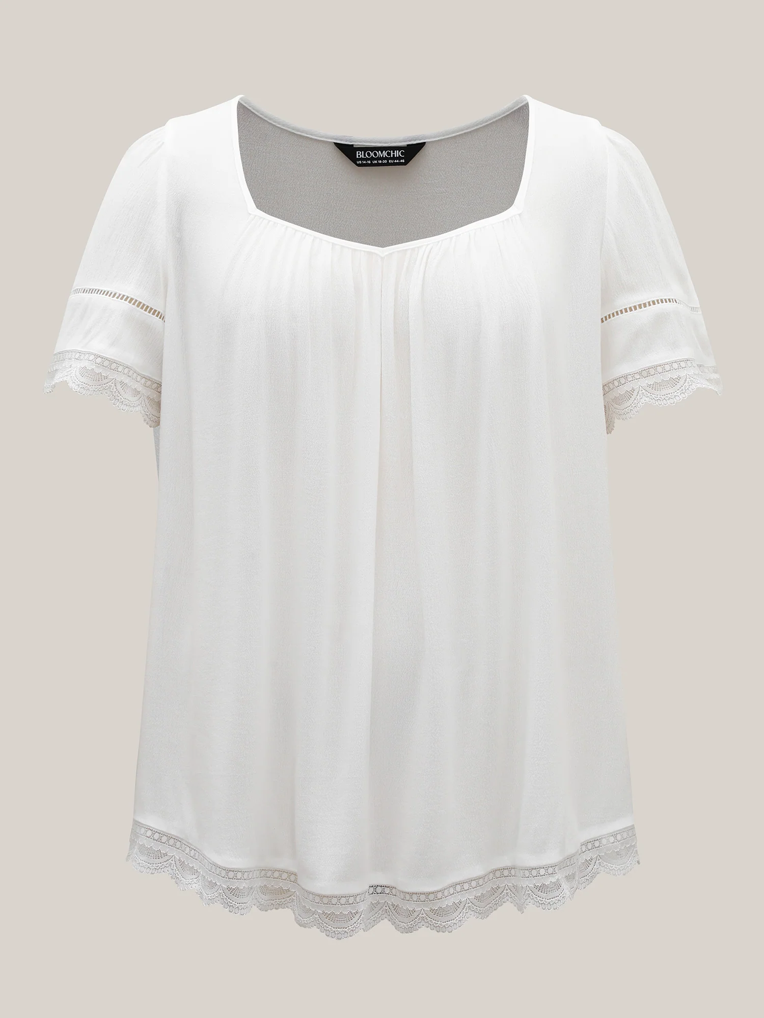 Rayon Flowy Lace Trim Solid Blouse - Image 7