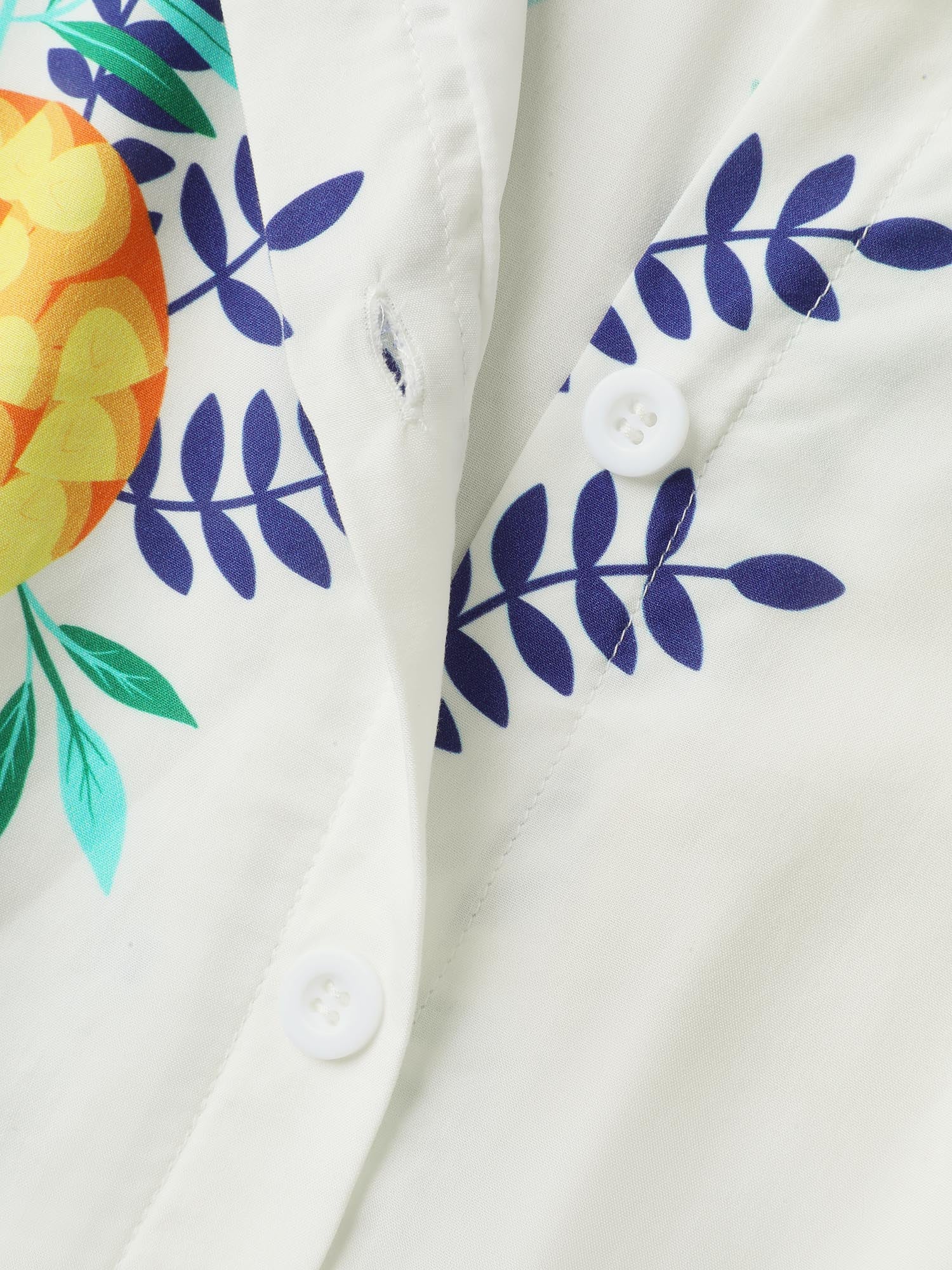 Rayon Fruit Print Collar Pockets Midi Dress - Image 5