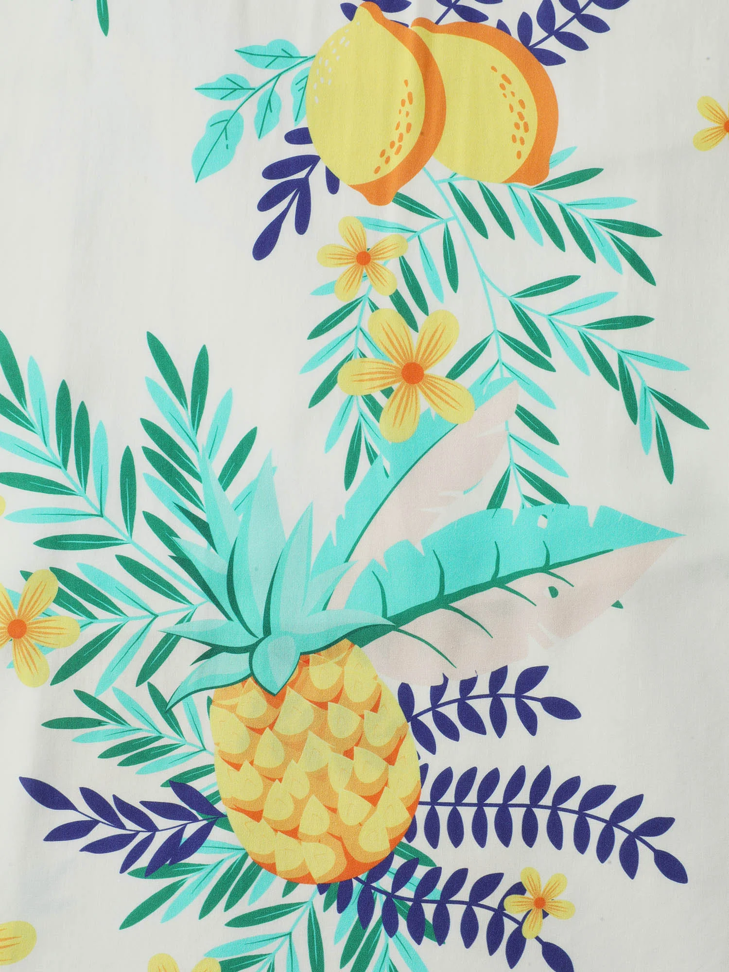 Rayon Fruit Print Collar Pockets Midi Dress - Image 6
