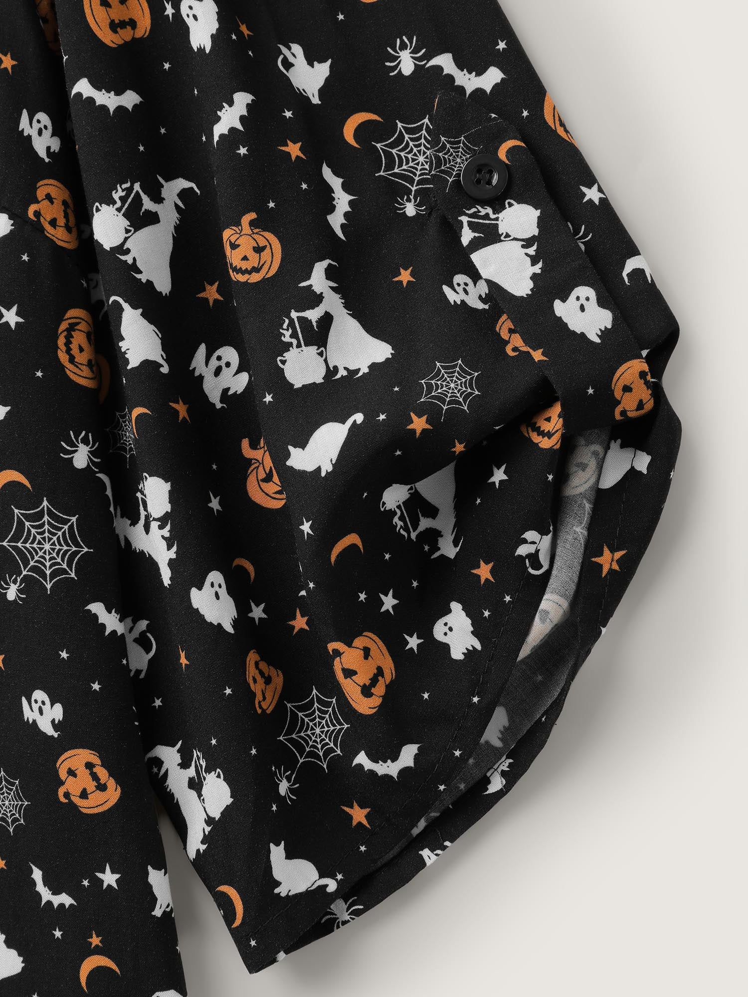 Rayon Halloween Print Neck Tie-Up Blouse - Image 6