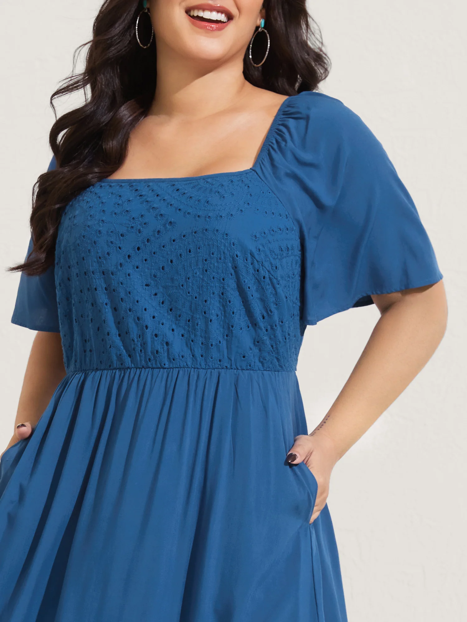 Rayon Lace Pleated Tiered Midi Dress - Image 2