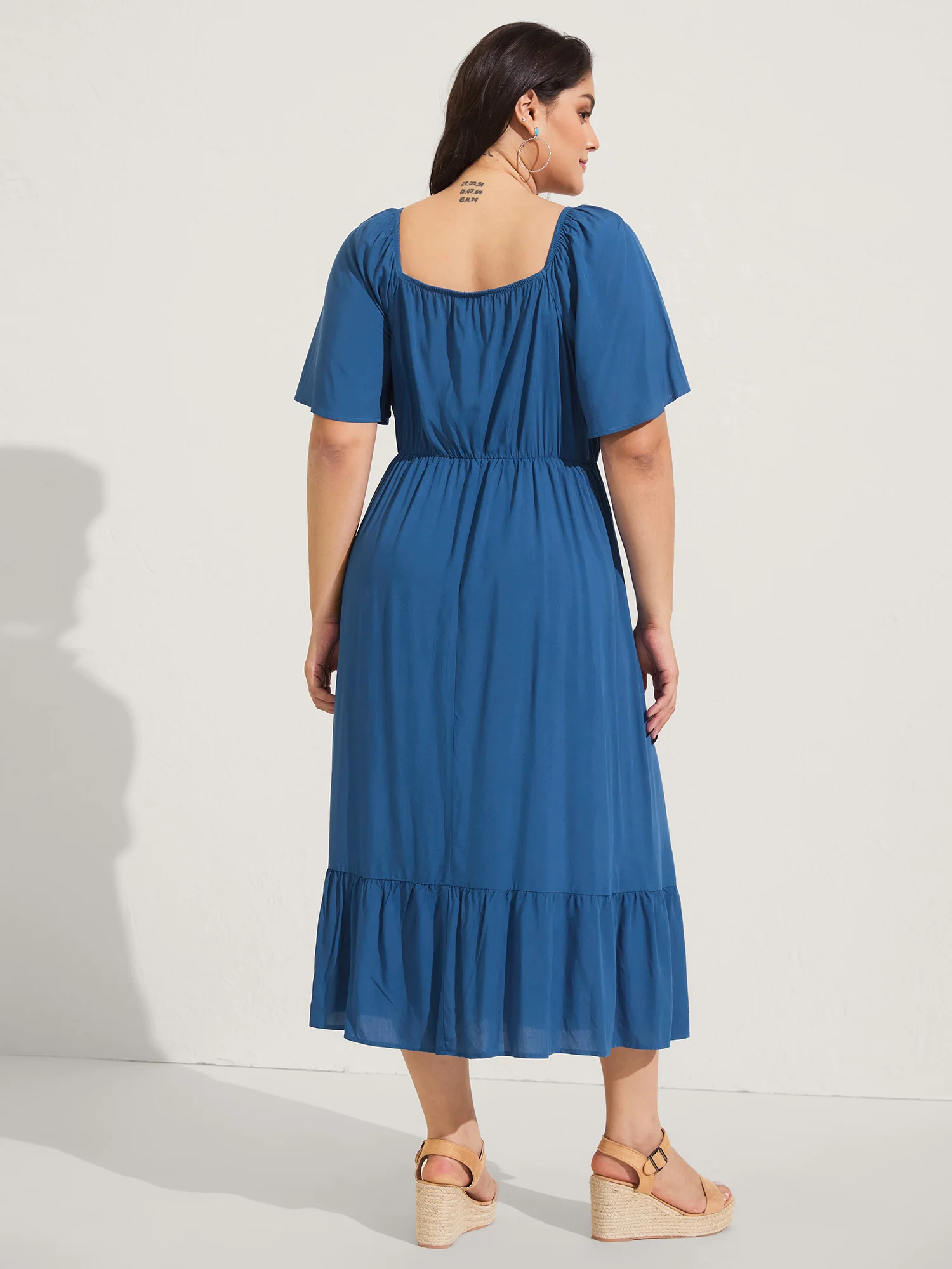 Rayon Lace Pleated Tiered Midi Dress - Image 4