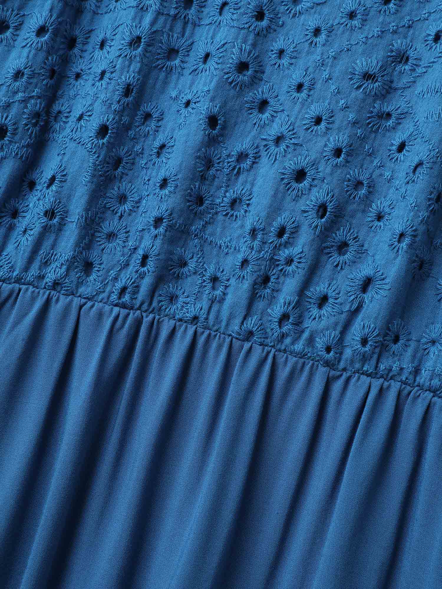 Rayon Lace Pleated Tiered Midi Dress - Image 5