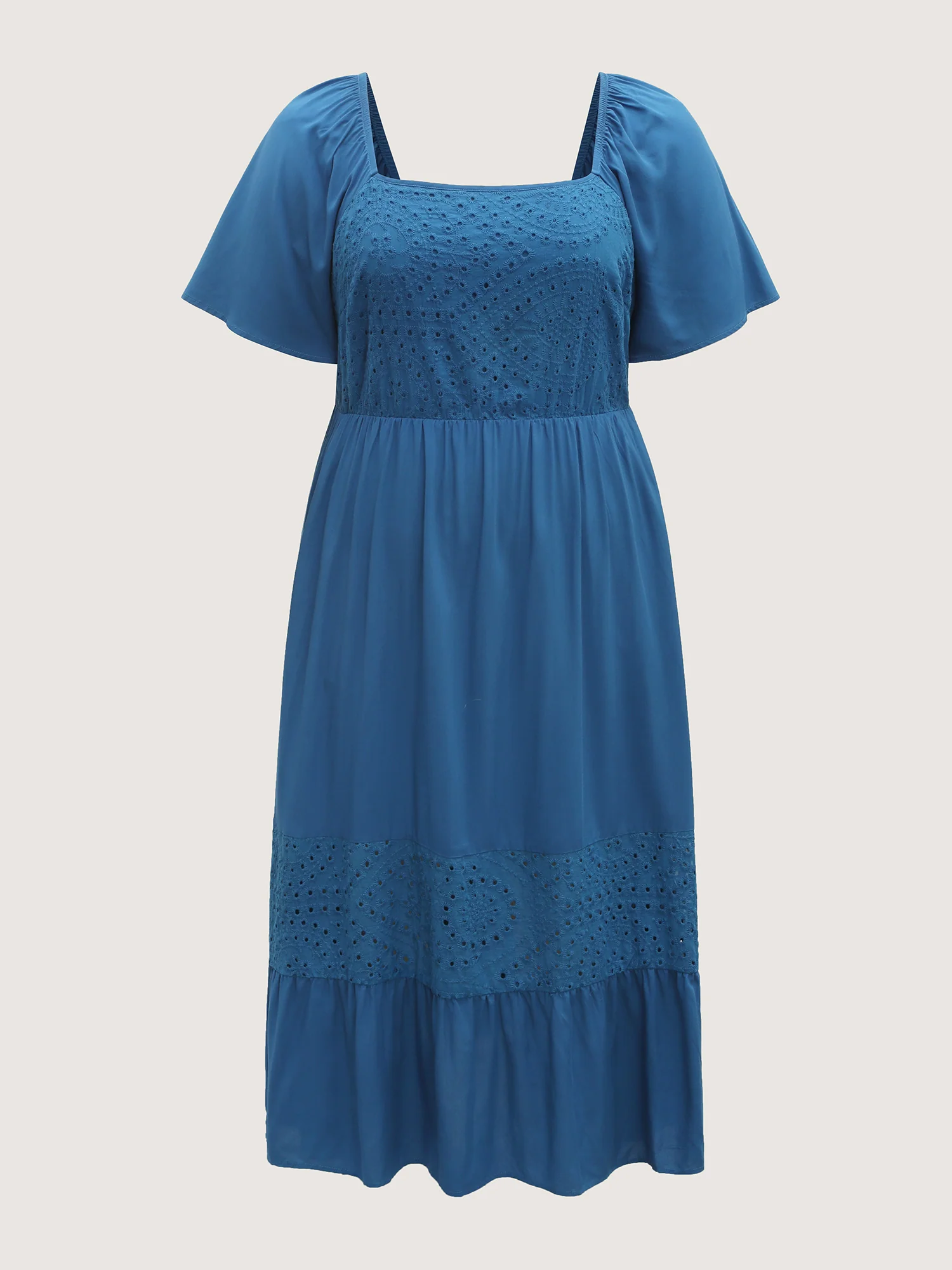 Rayon Lace Pleated Tiered Midi Dress - Image 7