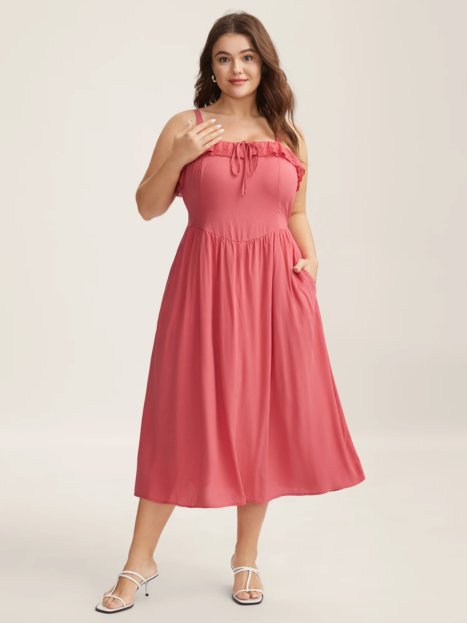 Rayon Lace Stretchy-Waist Midi Dress - Image 2