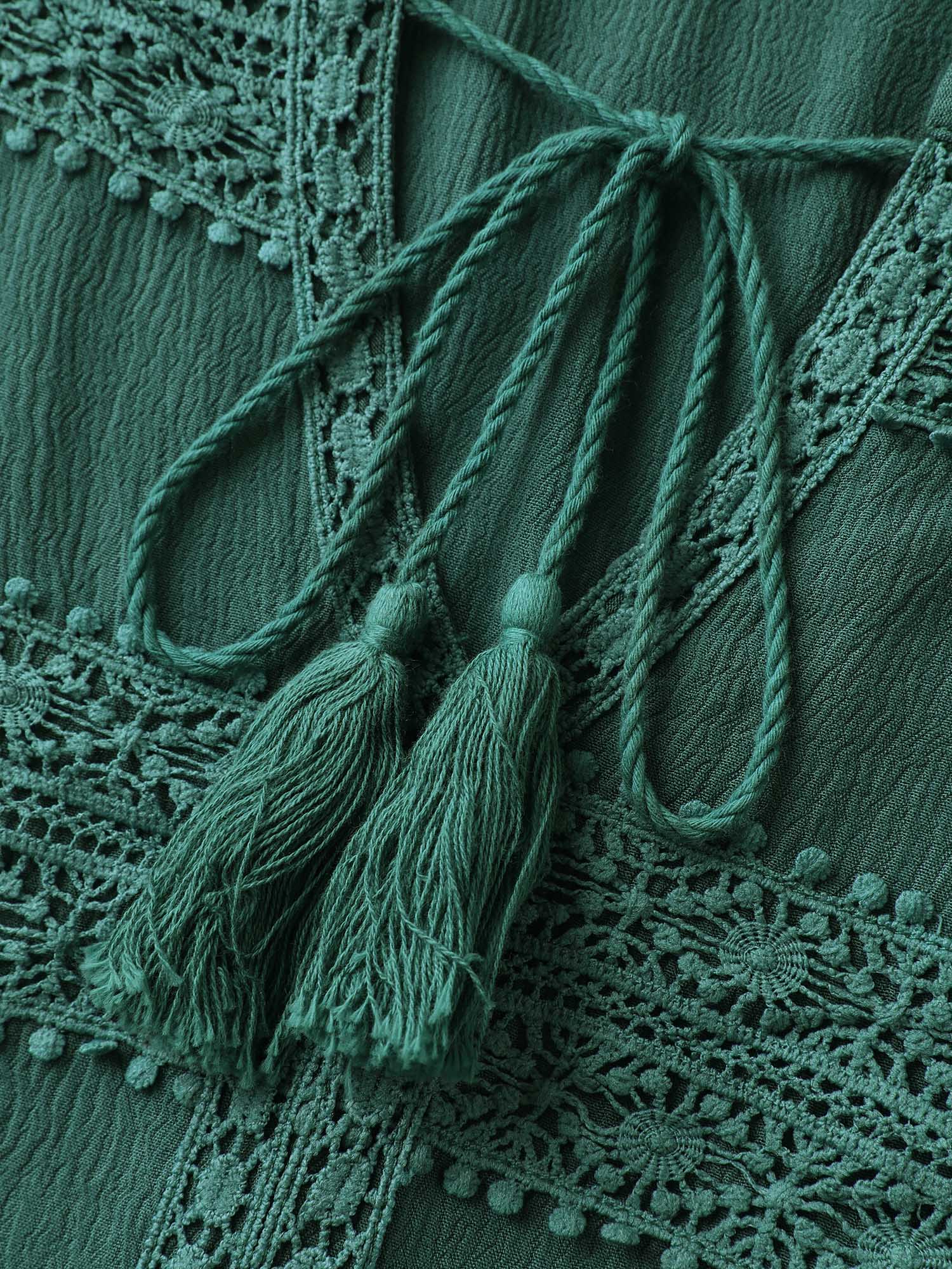 Rayon Lace Tassel Neck-Tie Blouse - Image 5