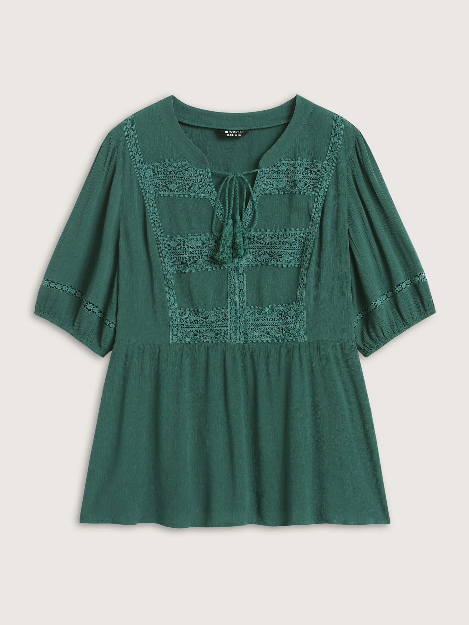 Rayon Lace Tassel Neck-Tie Blouse - Image 7