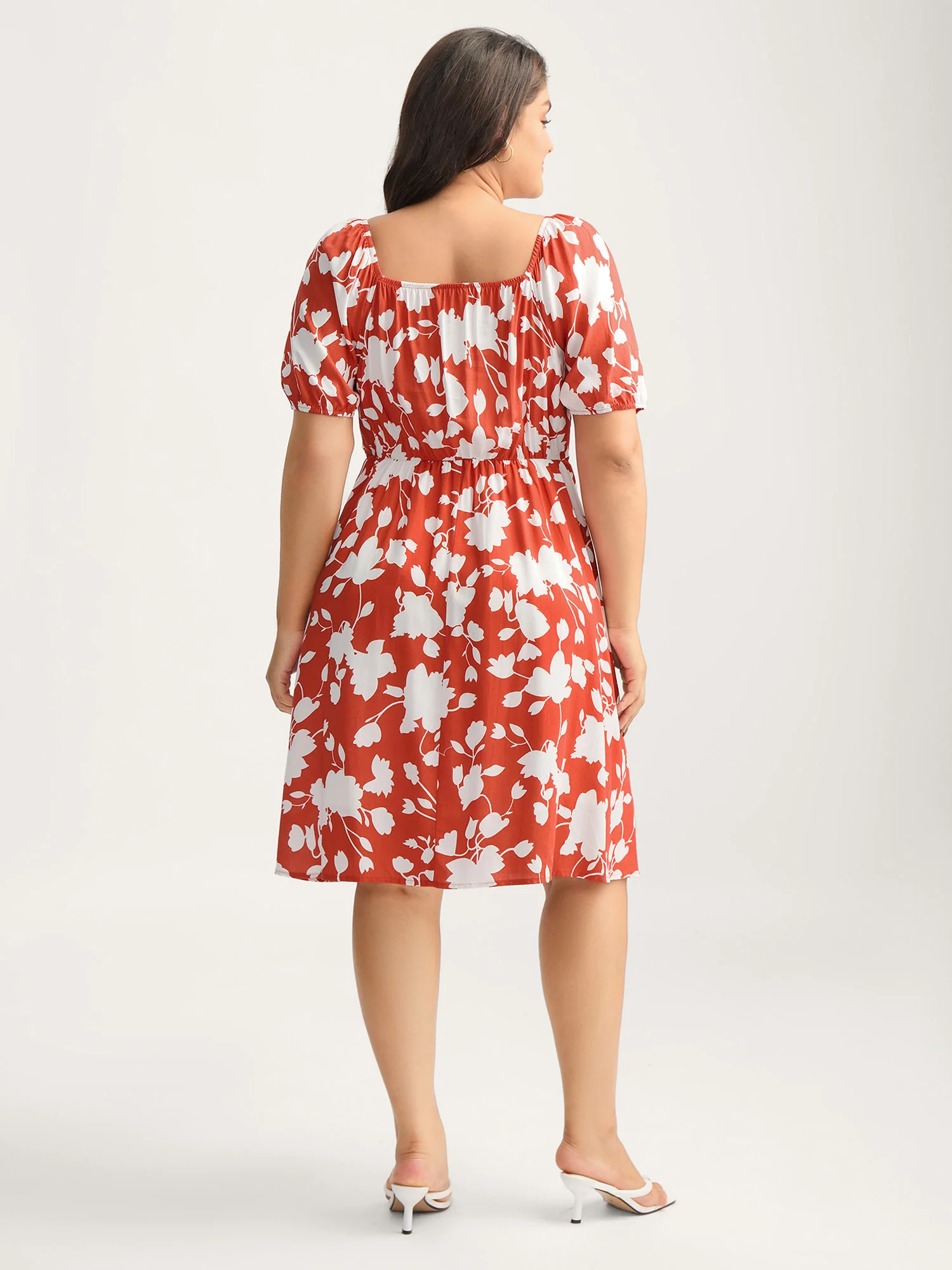 Rayon Lace Trim Square Neck Midi Dress - Image 5