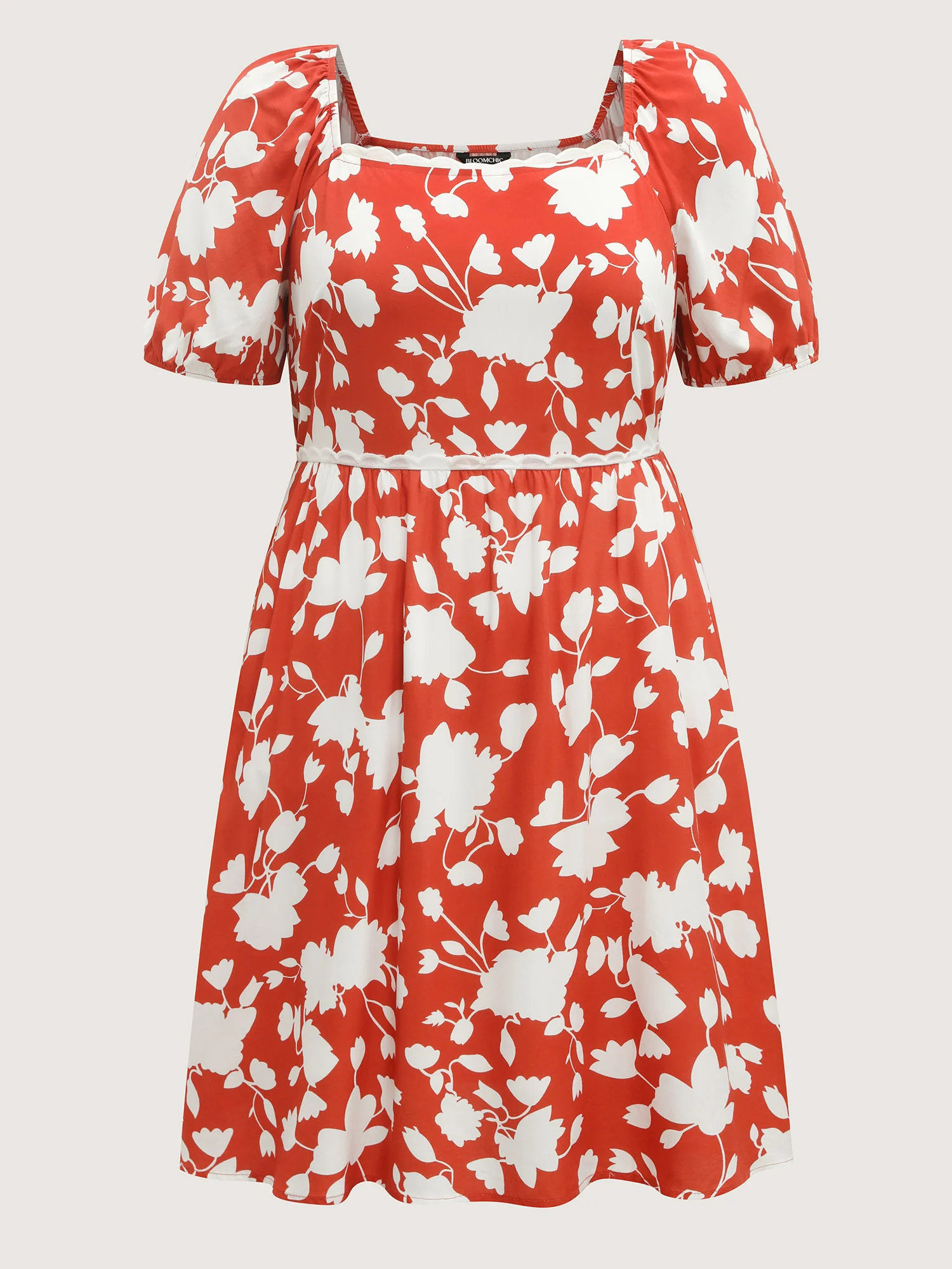 Rayon Lace Trim Square Neck Midi Dress - Image 8
